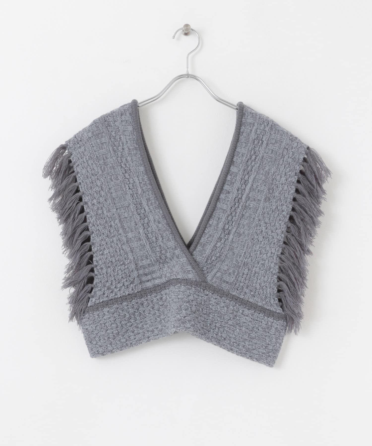 フリンジニットベスト BLU×GRY one