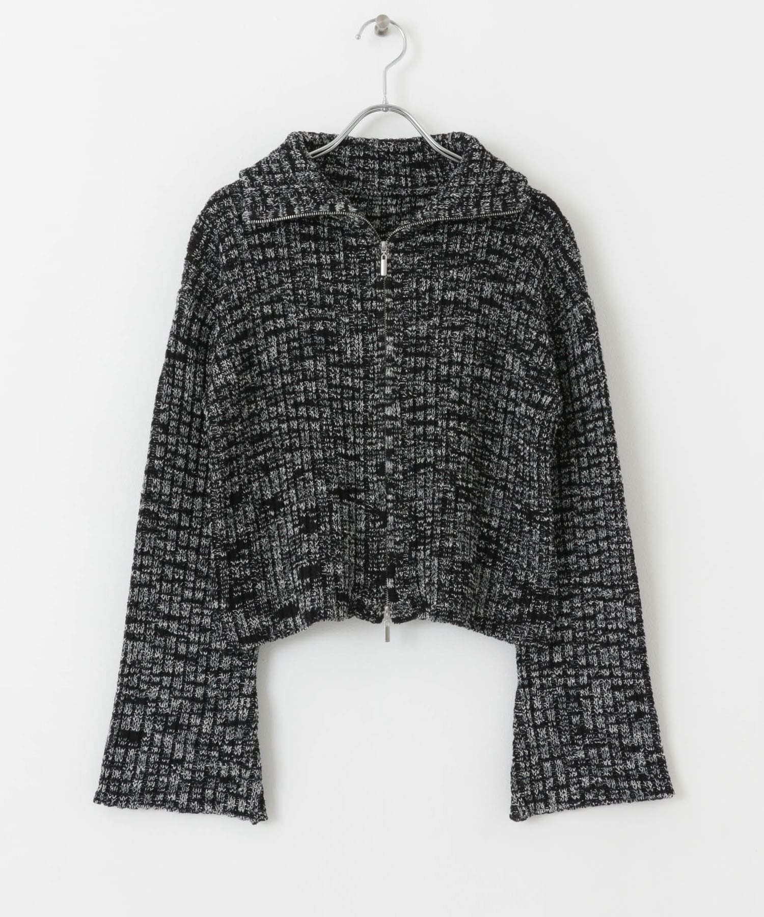 ダブルジップセーター BLACK one