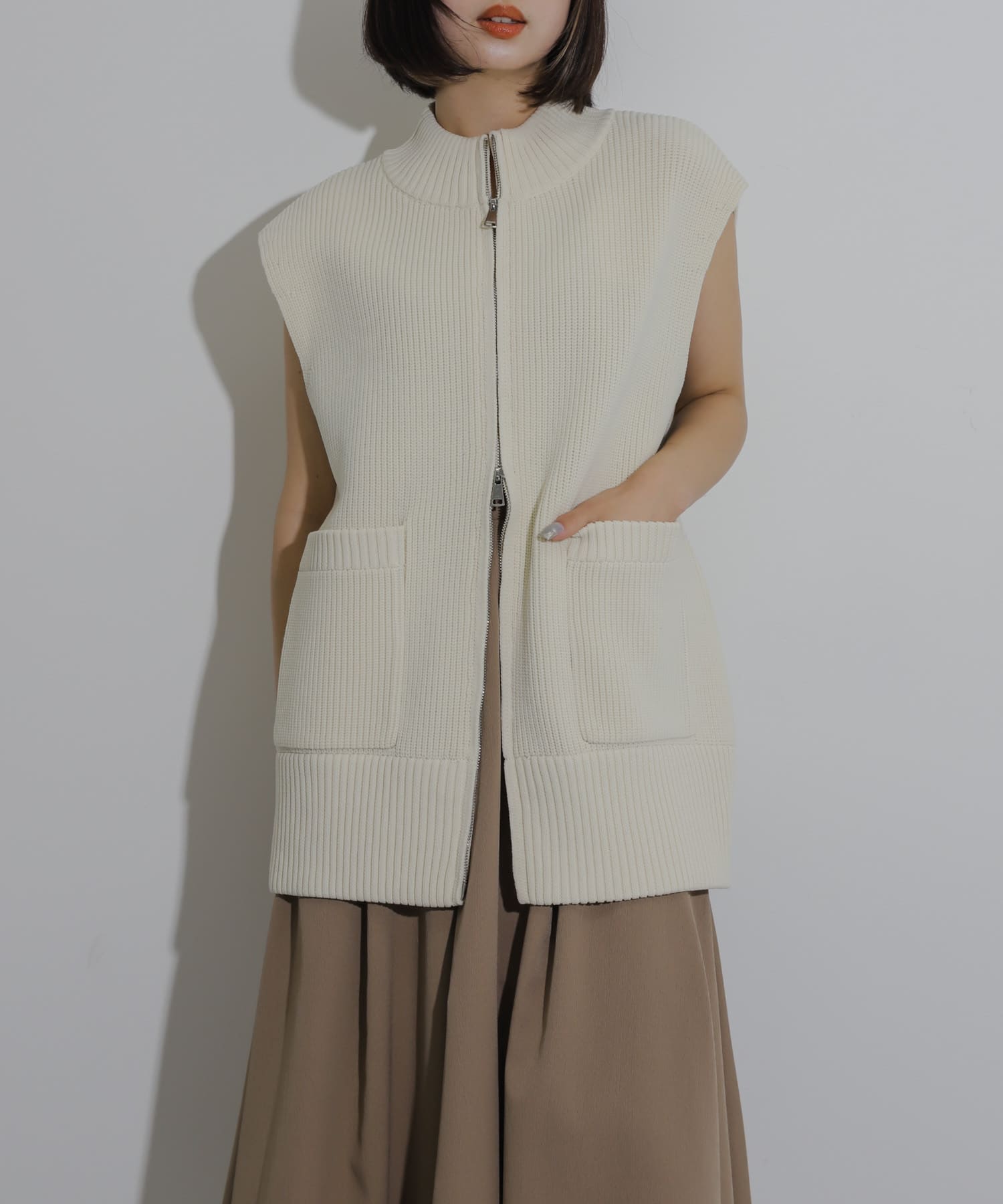 ジップニットベスト