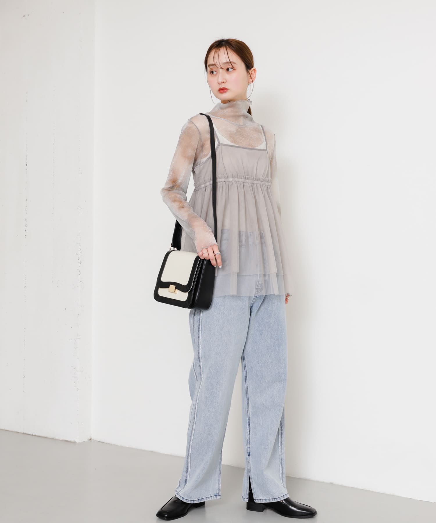 チュールキャミソールトップ GRAY one