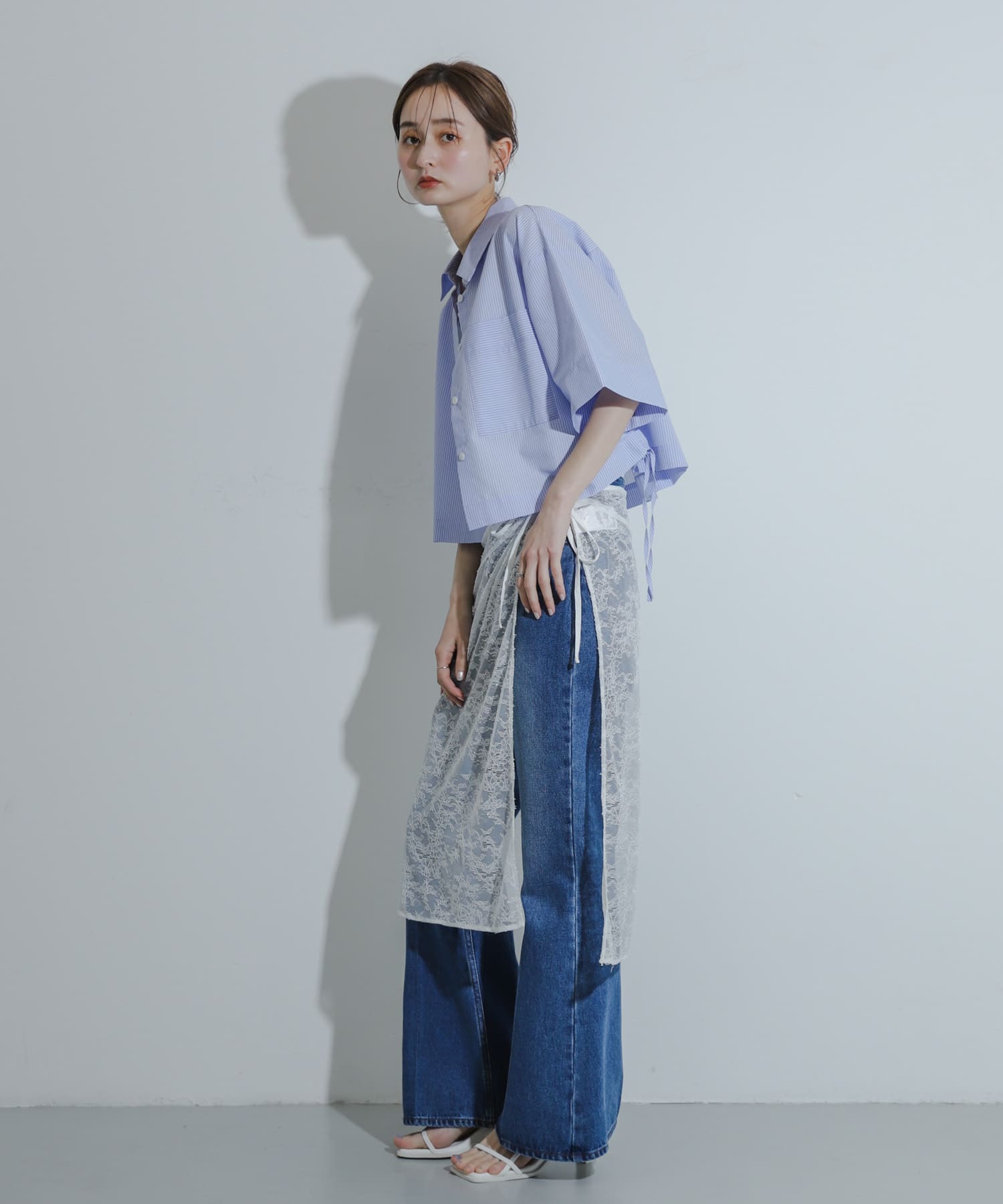 センタープレスフレアデニム L.INDIGO XS