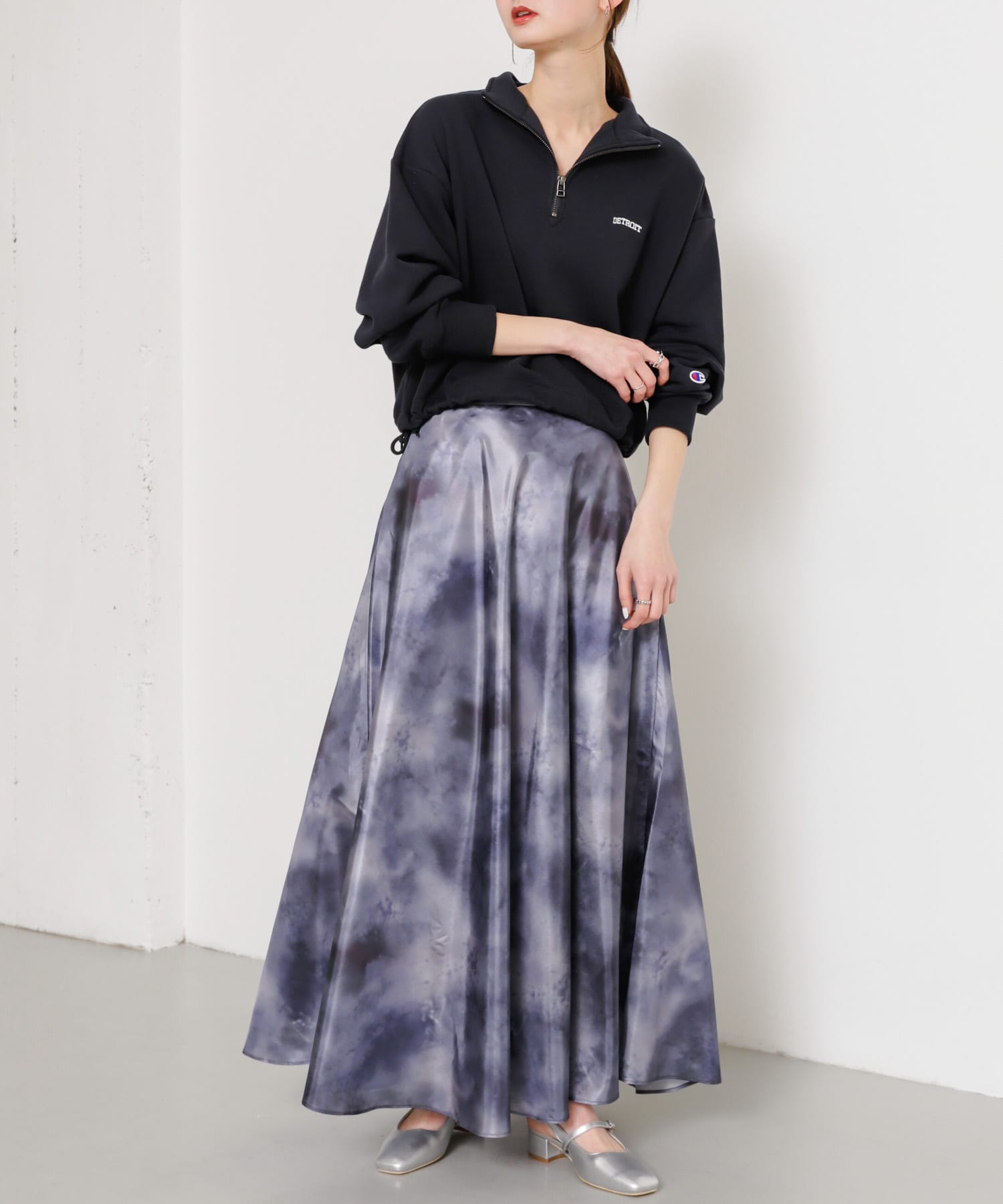 ボカシプリントロングスカート