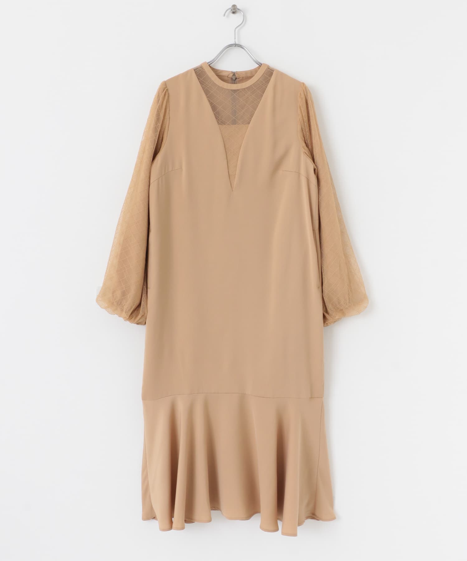 チェックシアーワンピース L.BROWN COMPACT