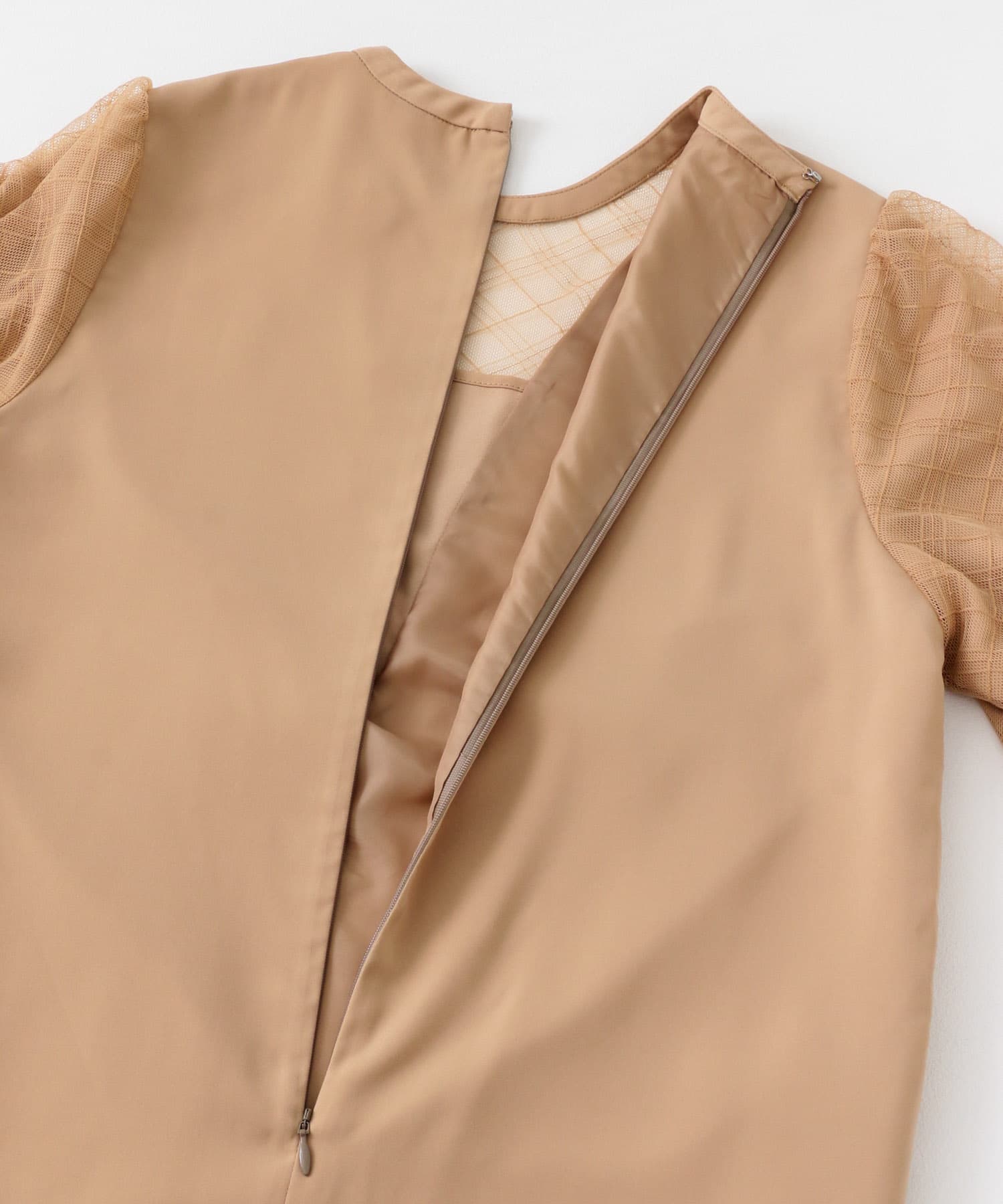 チェックシアーワンピース L.BROWN COMPACT