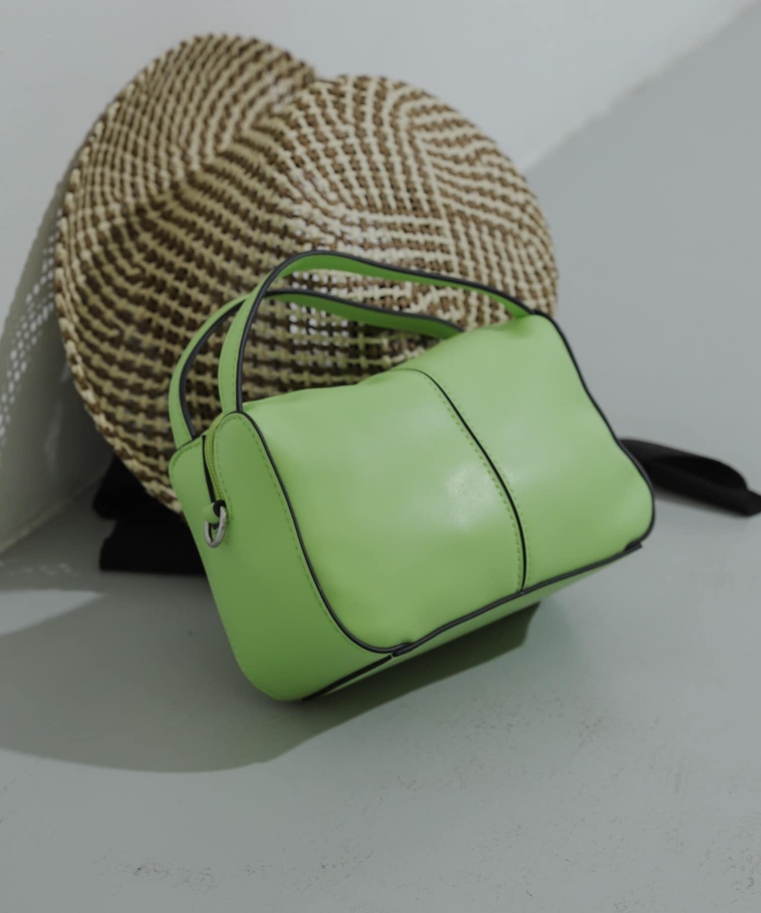 2WAYセンターシームプチショルダーバッグ LIME one