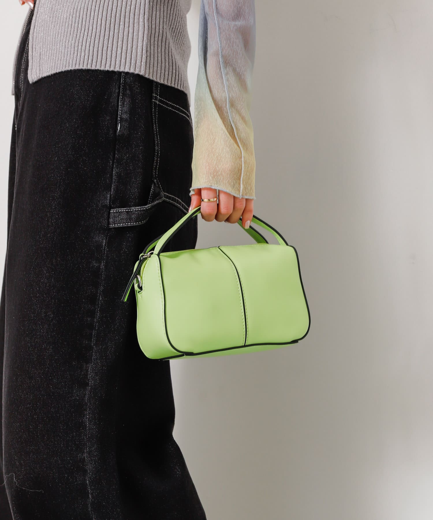 2WAYセンターシームプチショルダーバッグ LIME one