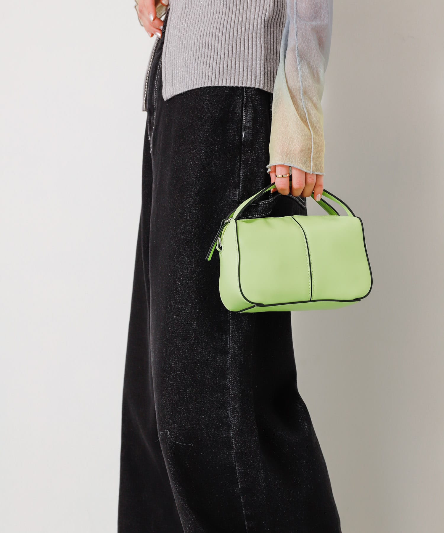 2WAYセンターシームプチショルダーバッグ LIME one