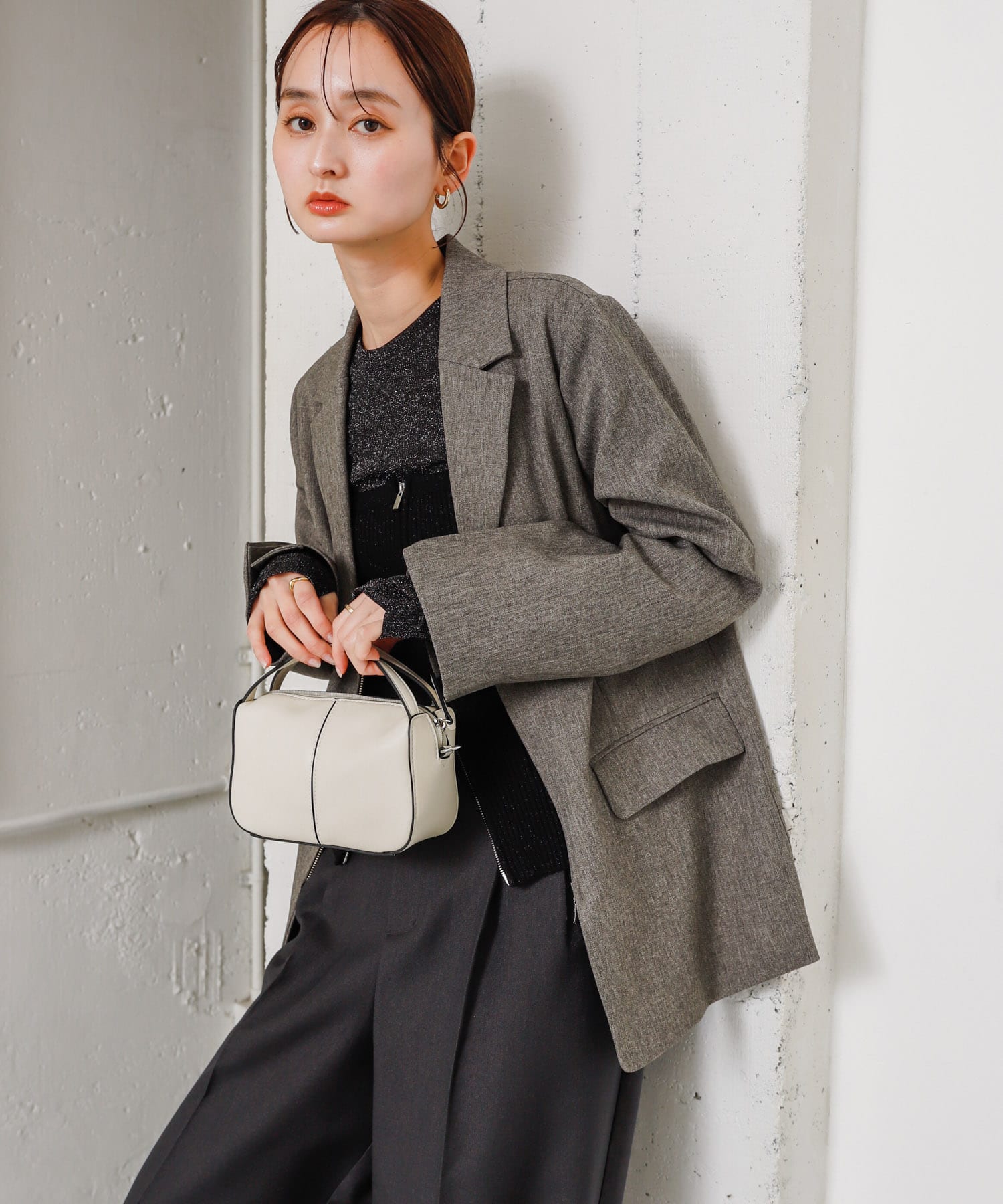 2WAYセンターシームプチショルダーバッグ IVORY one