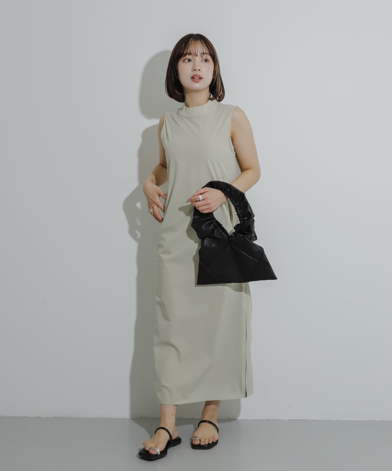 ギャザーハンドバッグ BLACK one