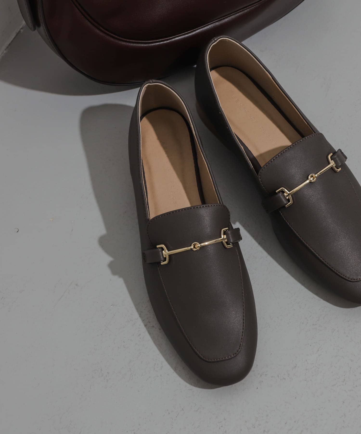 フェイクレザービットローファー BROWN S