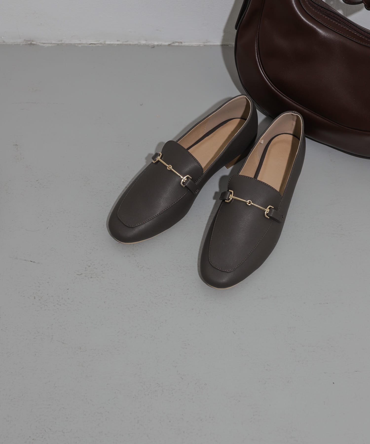 フェイクレザービットローファー BROWN S