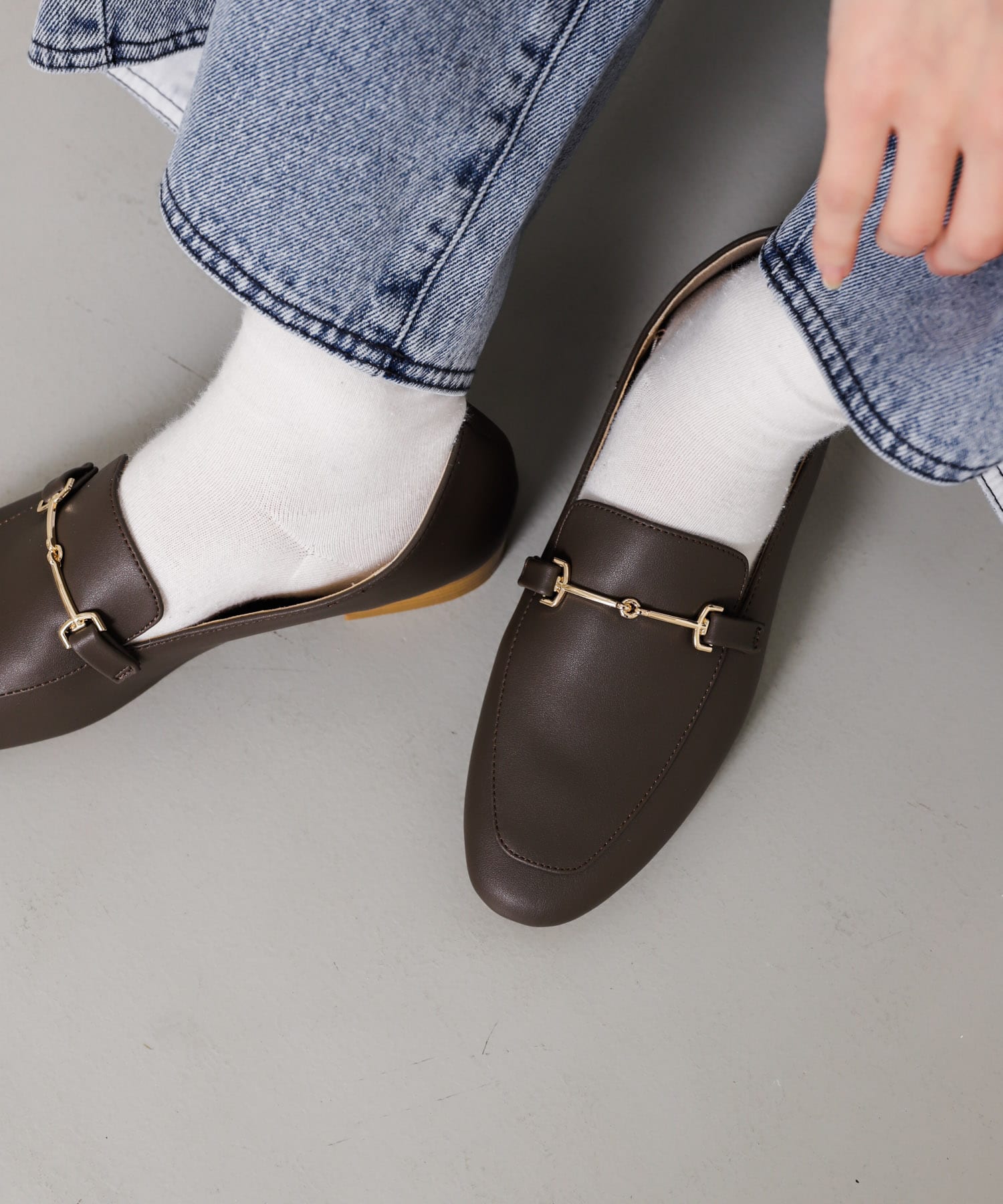 フェイクレザービットローファー BROWN S