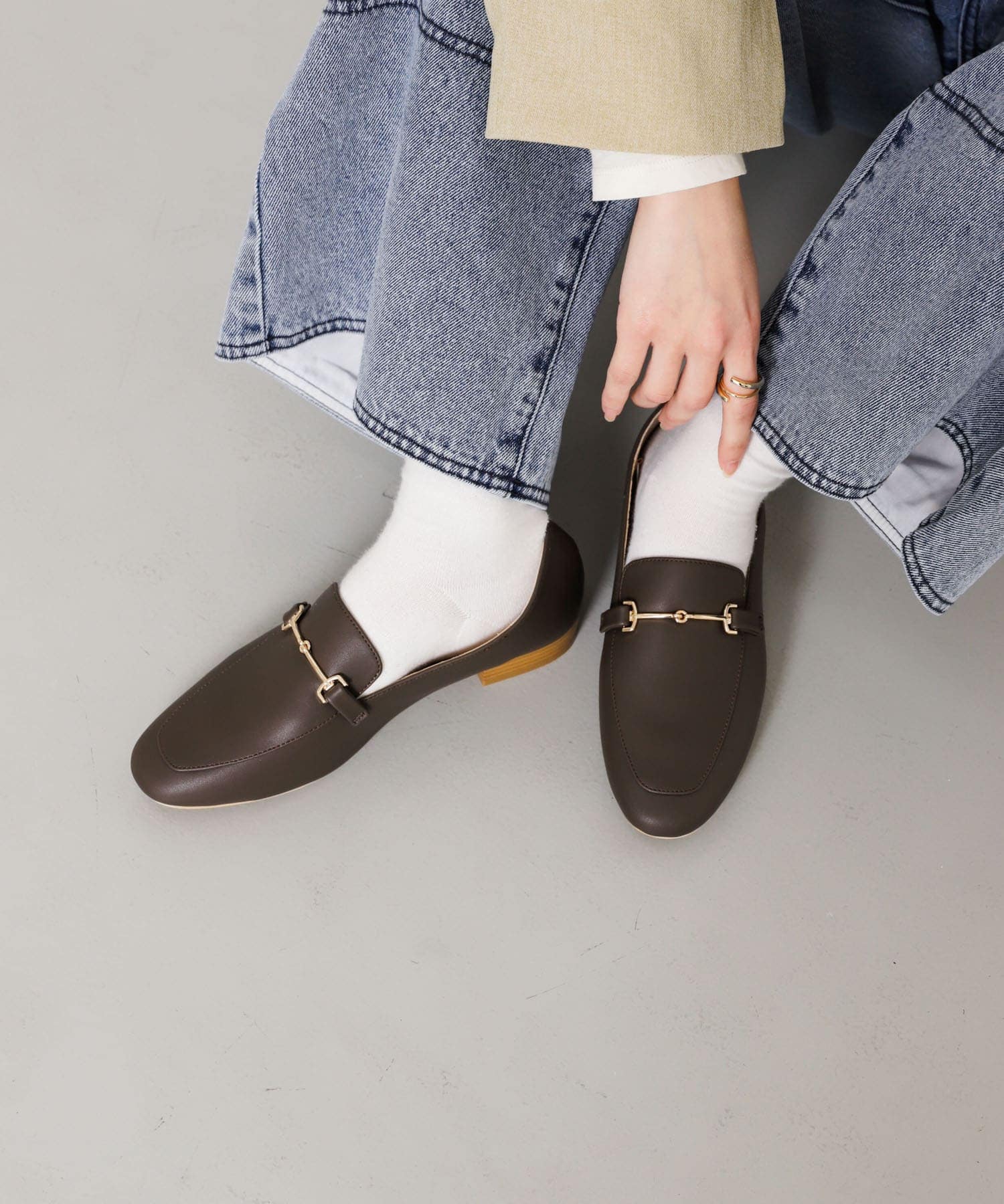 フェイクレザービットローファー BROWN S