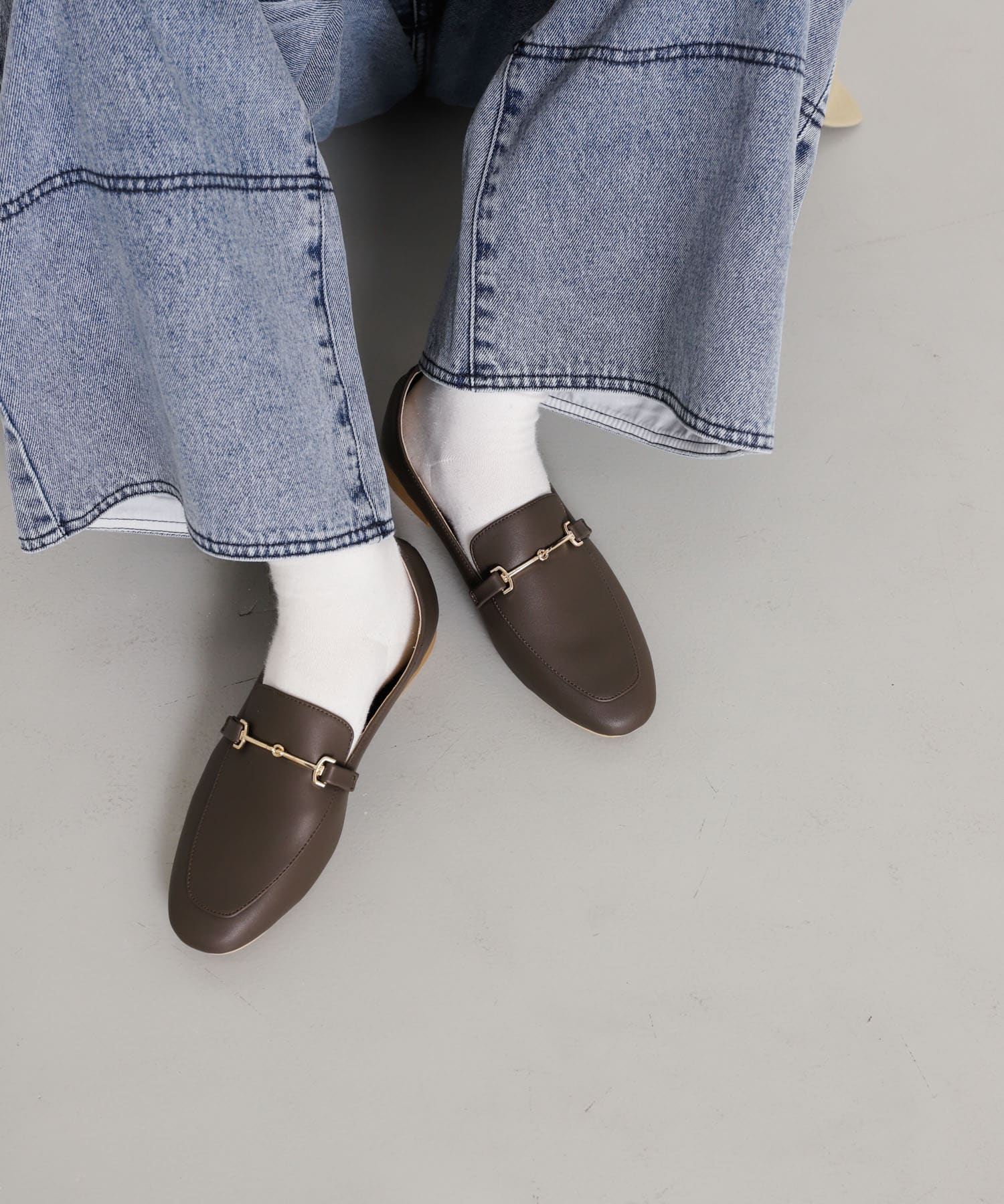 フェイクレザービットローファー BROWN S