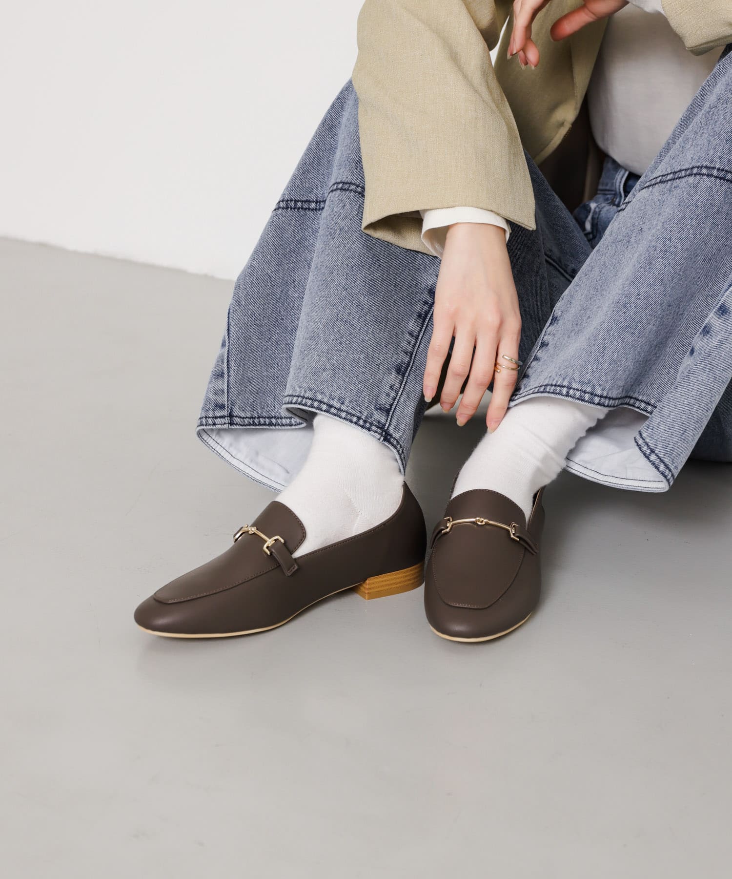 フェイクレザービットローファー BROWN M