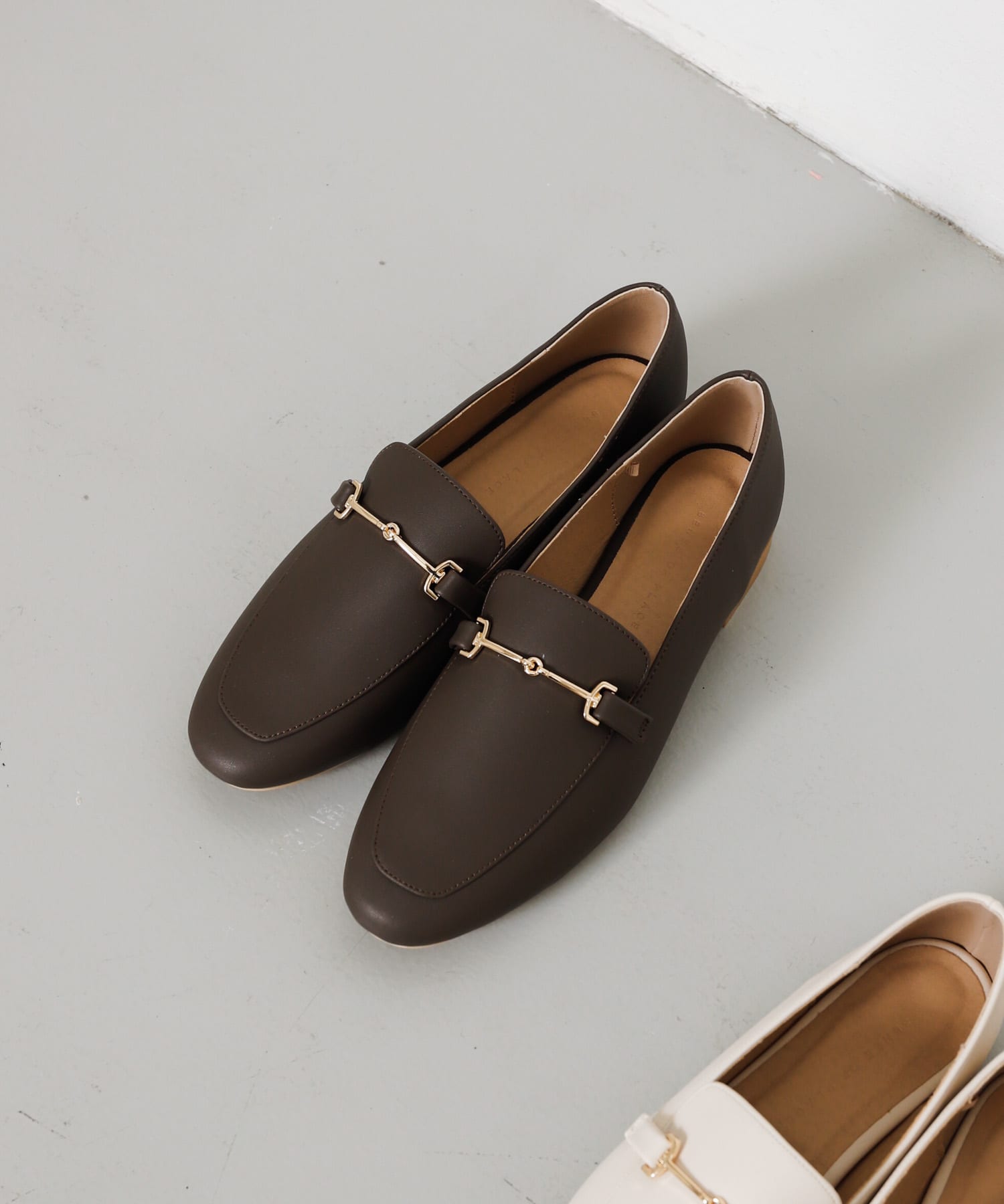 フェイクレザービットローファー BROWN M