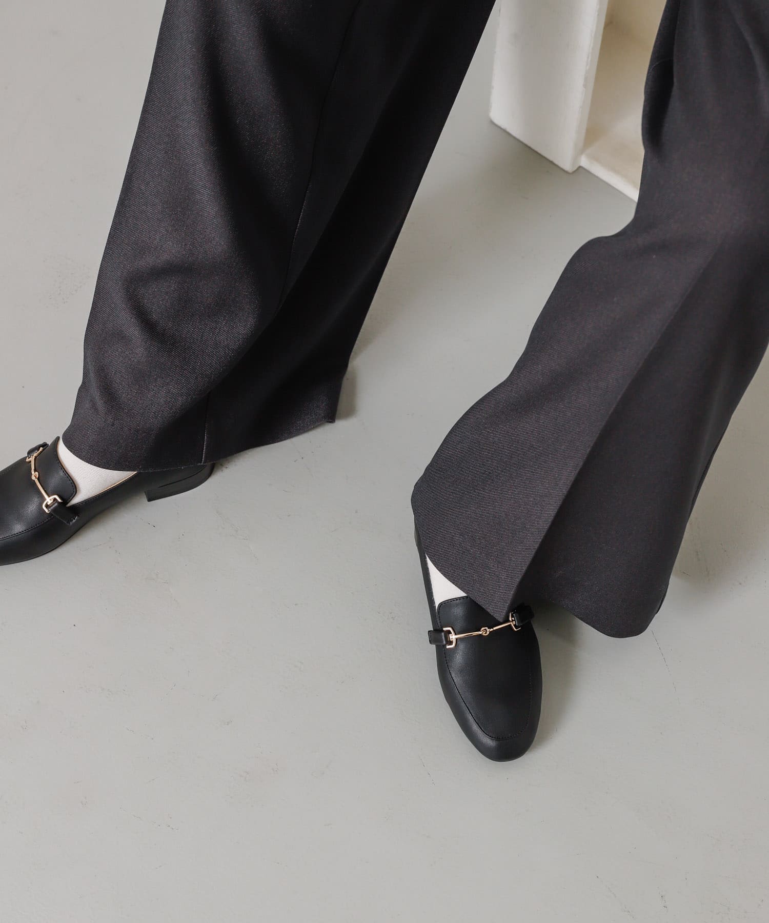 フェイクレザービットローファー BLACK S