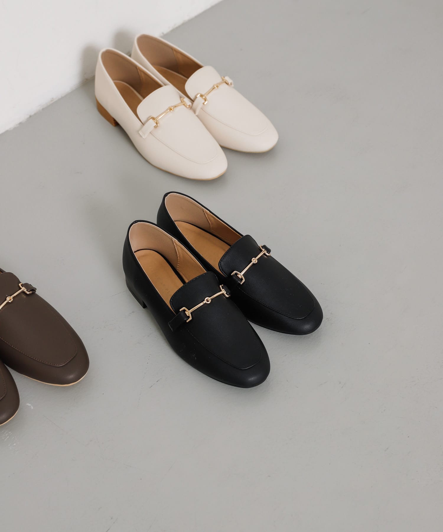 フェイクレザービットローファー BLACK M