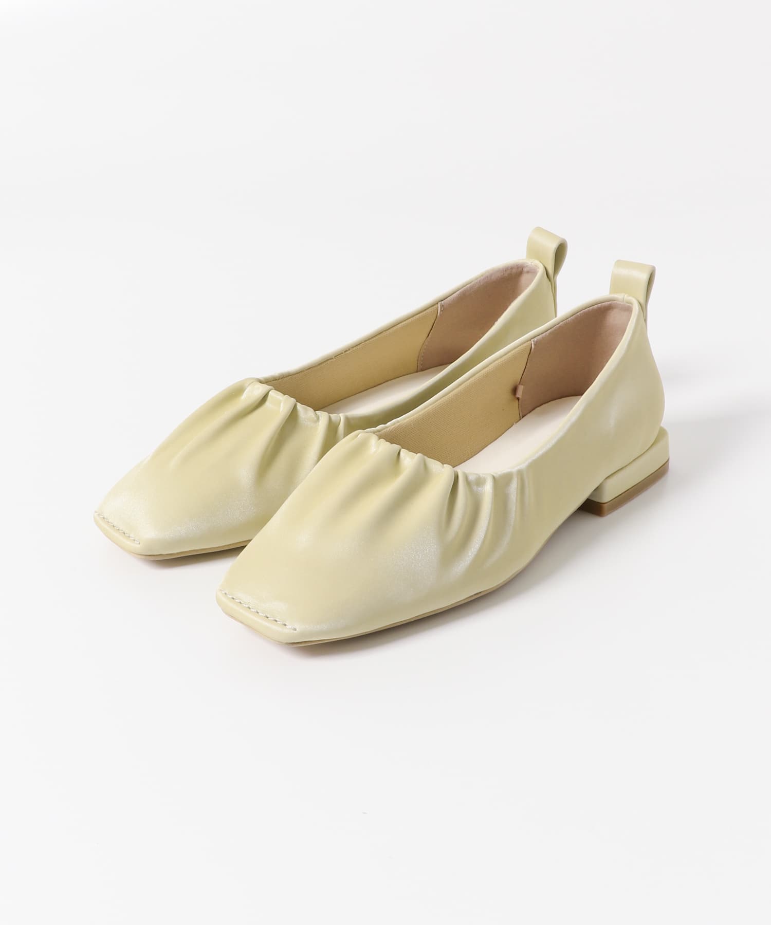 シャイニーギャザーフラットシューズ YELLOW S