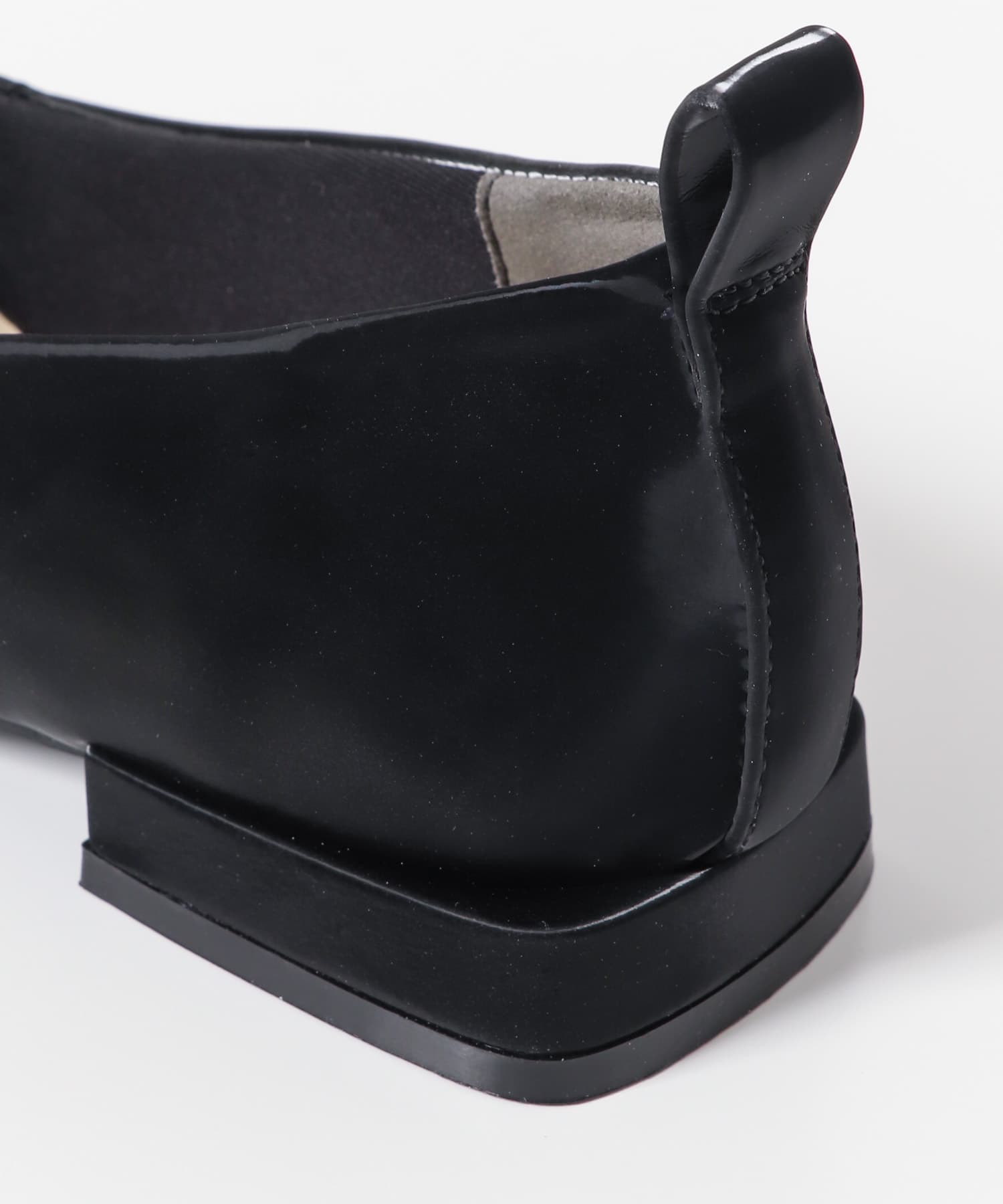 シャイニーギャザーフラットシューズ BLACK S