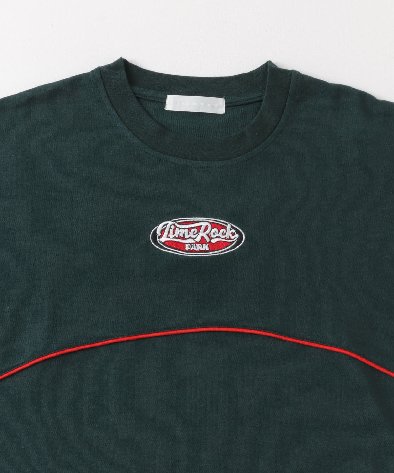 ブロックドデザインTシャツ(5分袖) GRN×ORG M