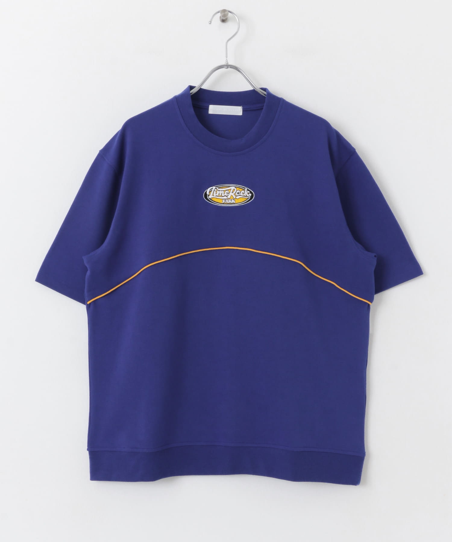 ブロックドデザインTシャツ(5分袖) BLU×YEL M