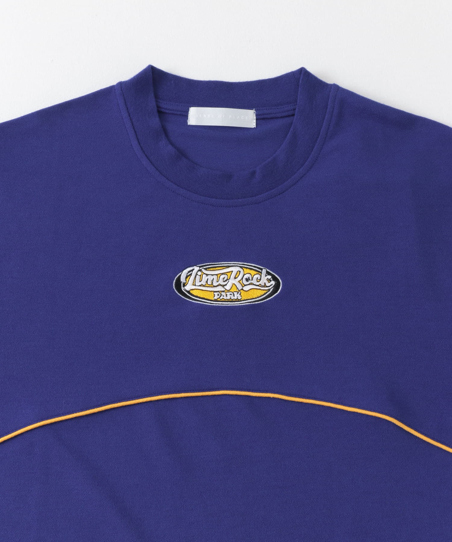 ブロックドデザインTシャツ(5分袖) BLU×YEL M