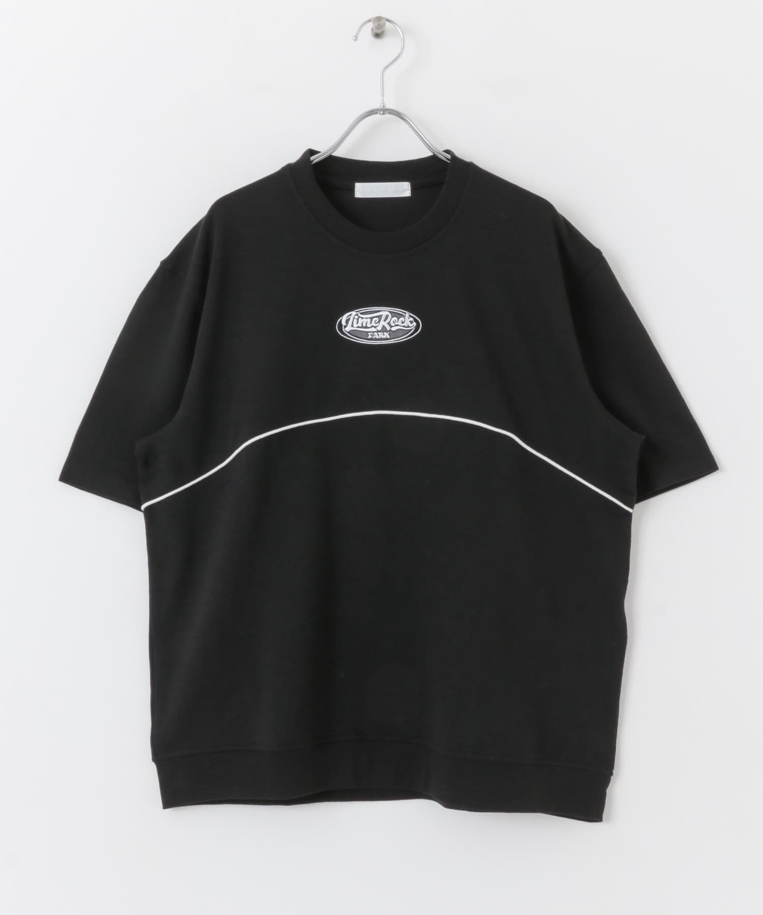 ブロックドデザインTシャツ(5分袖) BLK×WHT M