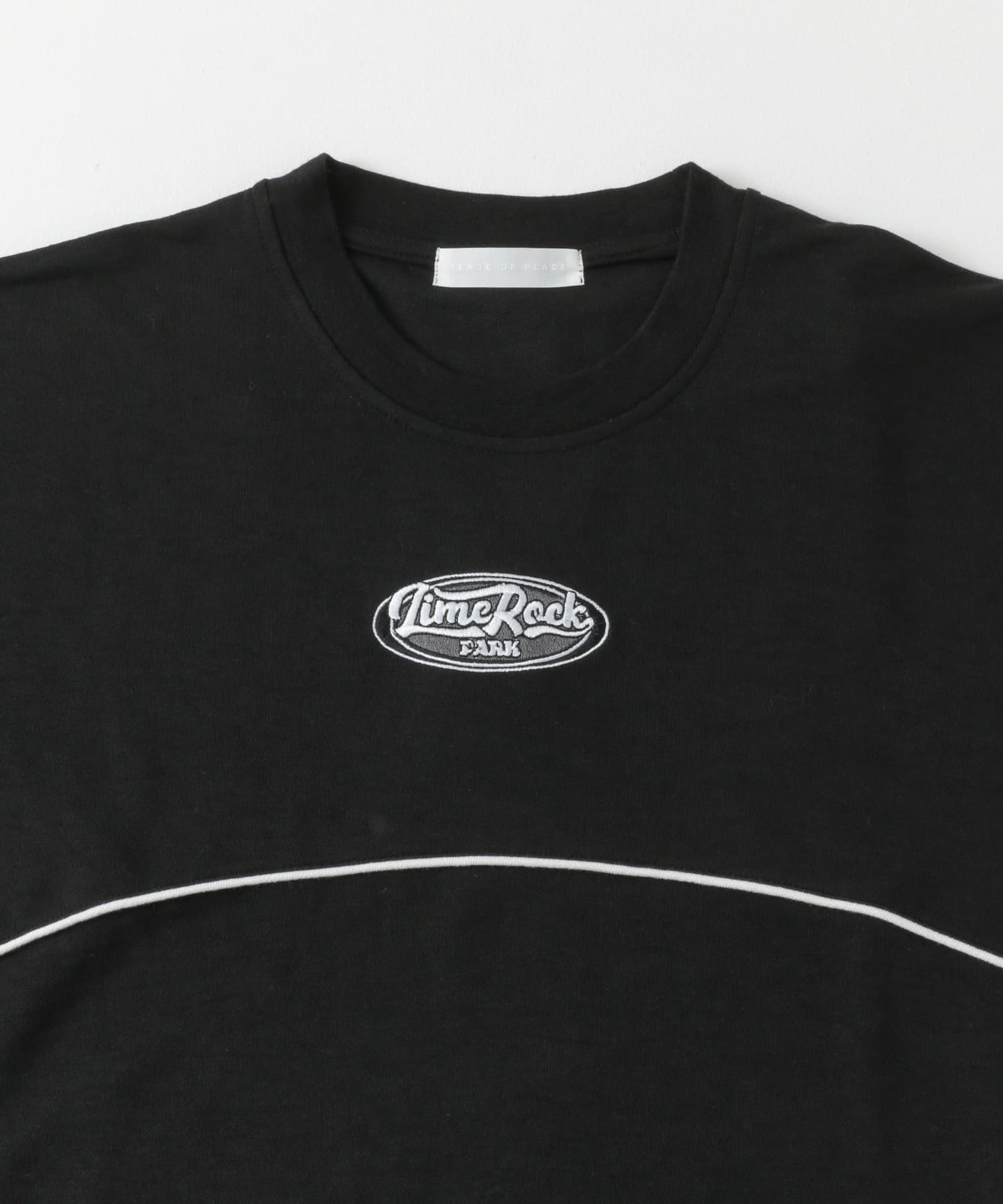 ブロックドデザインTシャツ(5分袖) BLK×WHT M