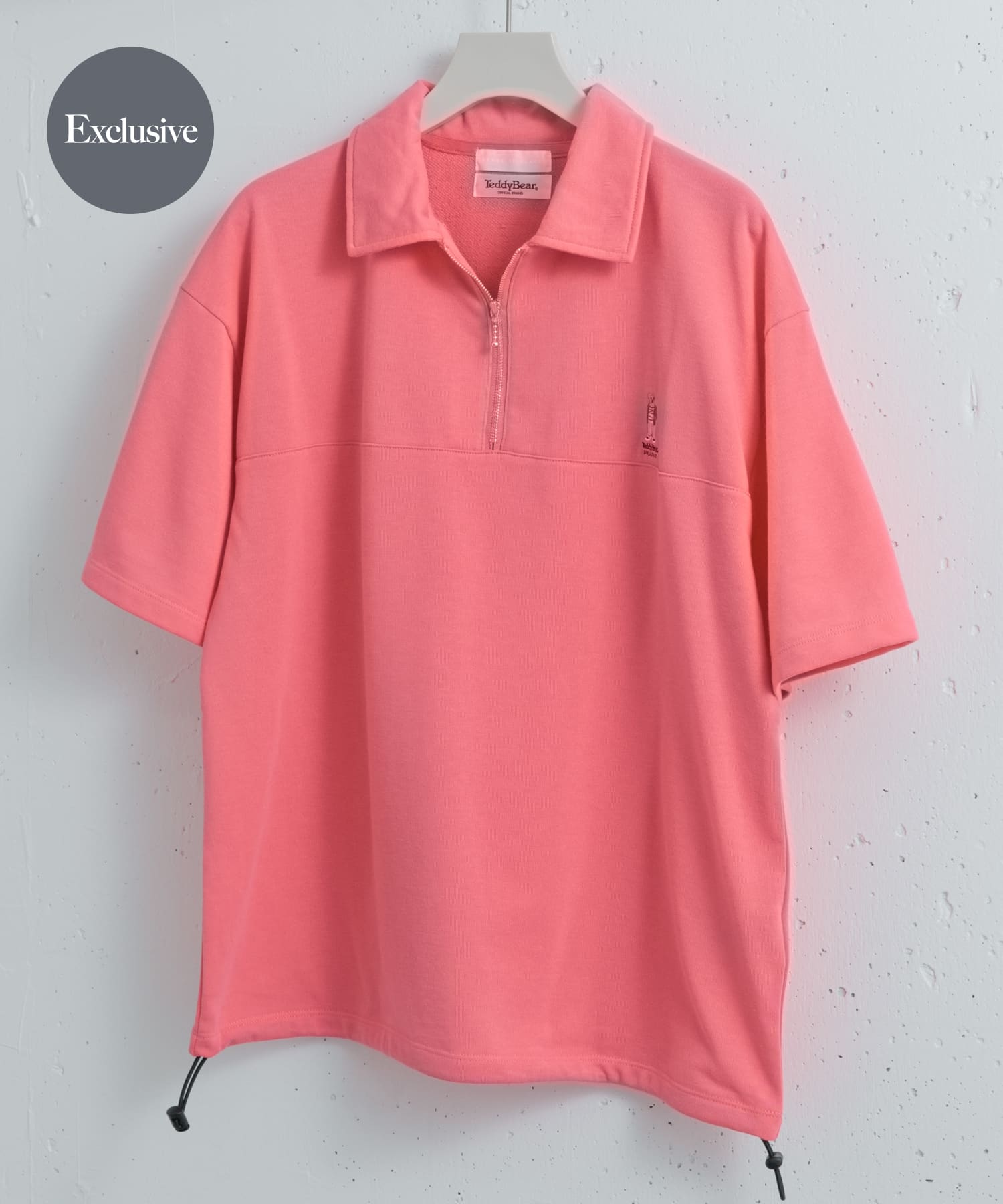 『別注』TeddyBear×SENSE OF PLACE　テディベアハーフZIPスウェット PINK M