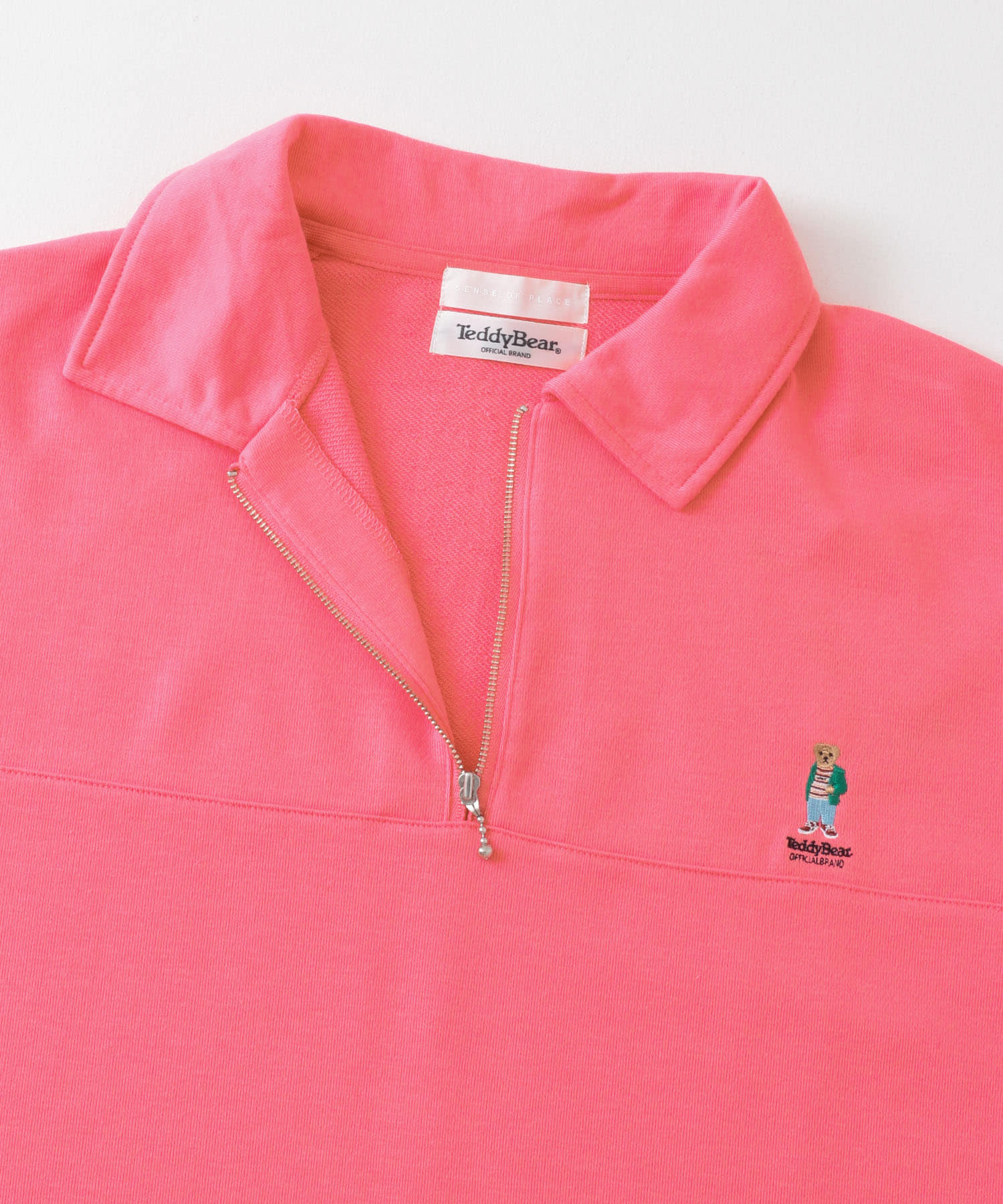 『別注』TeddyBear×SENSE OF PLACE　テディベアハーフZIPスウェット PINK M