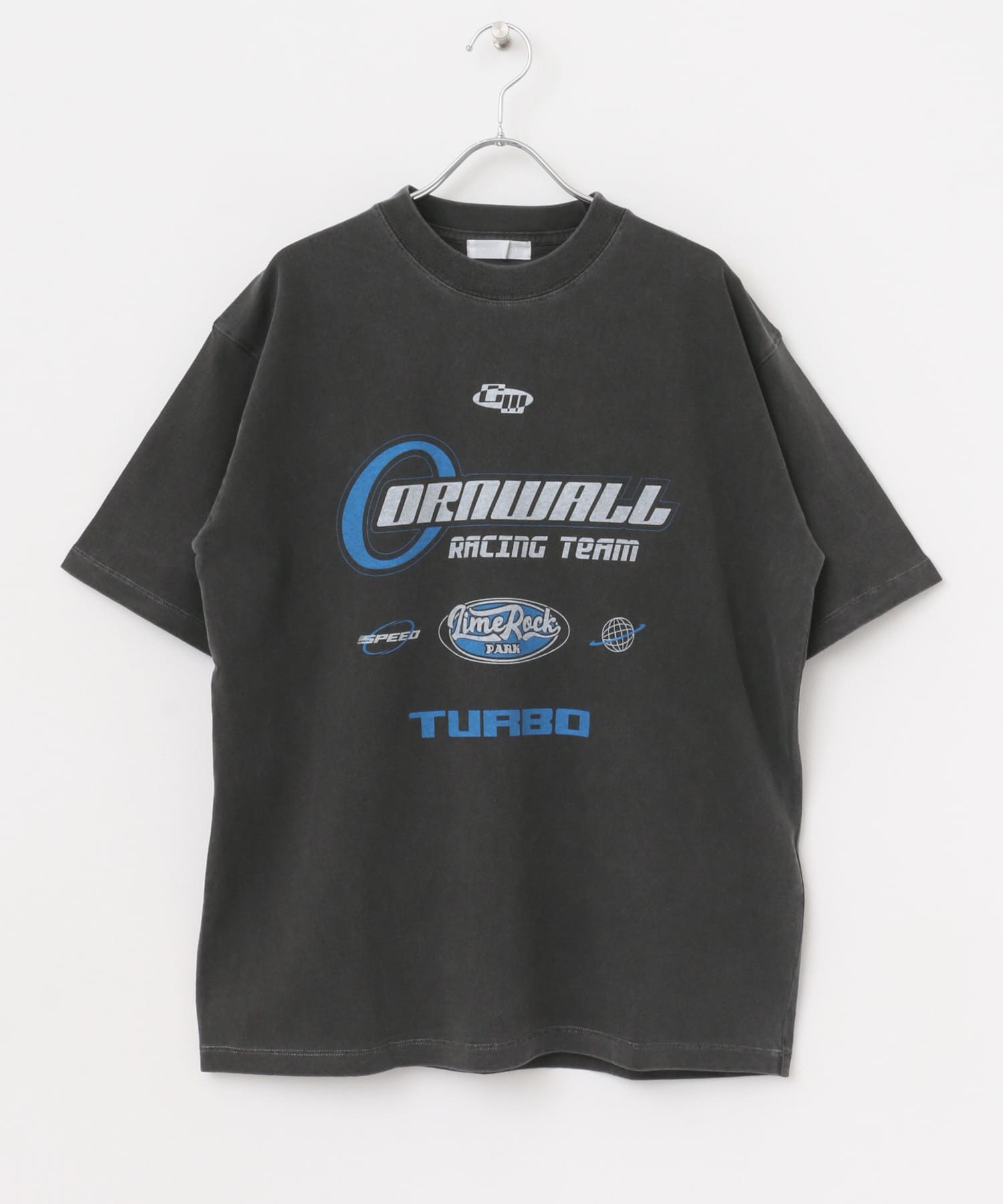 フェードロゴグラフィックTシャツ(5分袖) BLACK M