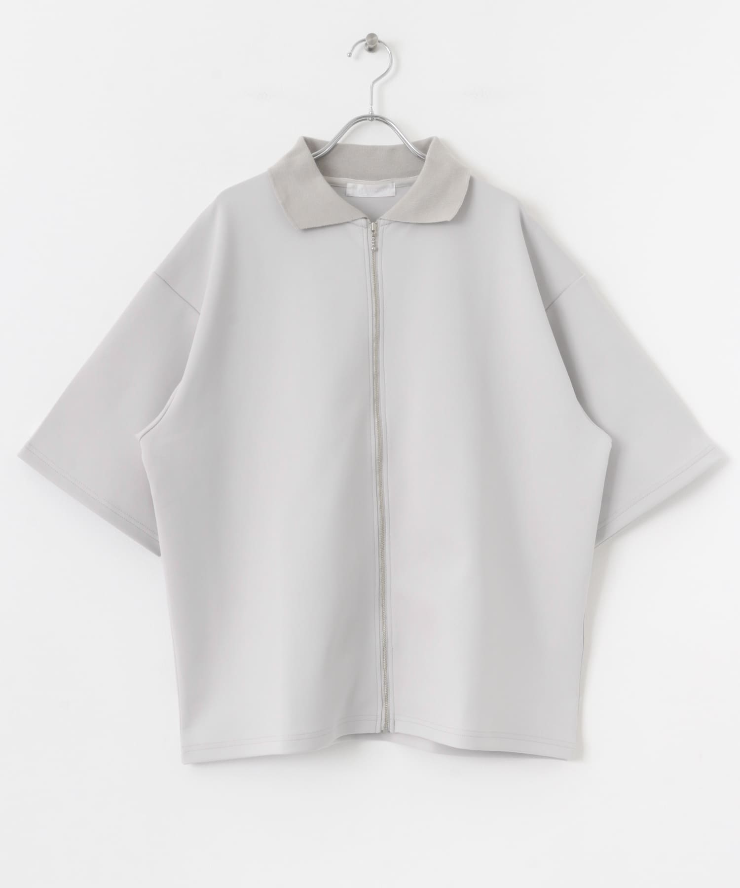 『ユニセックス』ZIPカーディガンTシャツ(5分袖) BEIGE M