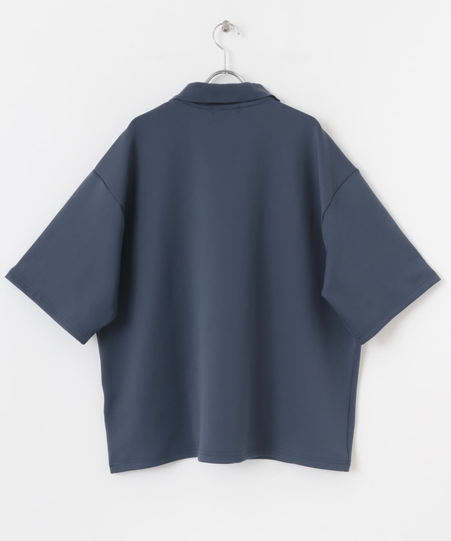 『ユニセックス』ZIPカーディガンTシャツ(5分袖) BLUE M