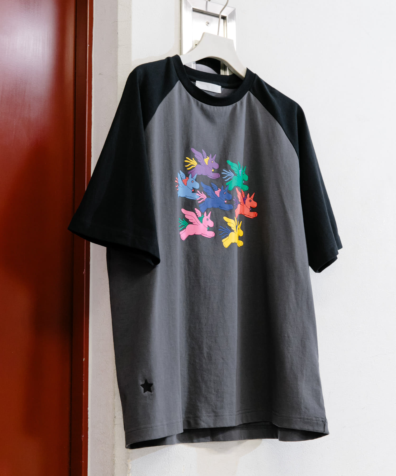 『別注』SHUHEI KOKI×SENSE OF PLACE　ラグランTシャツ CHA×BLK L