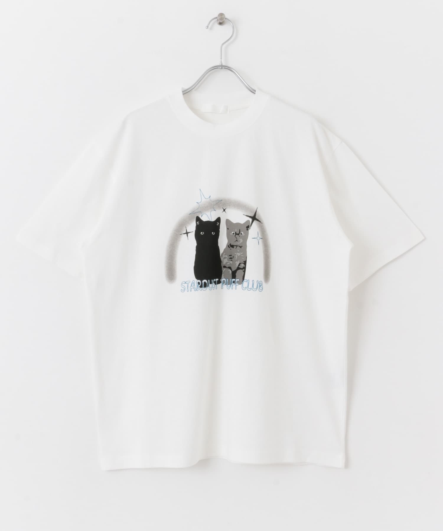 キャットグラフィックプリントTシャツ A WHITE M