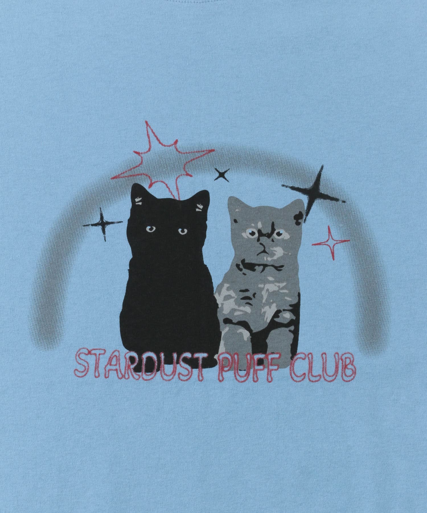 キャットグラフィックプリントTシャツ A L.BLUE M