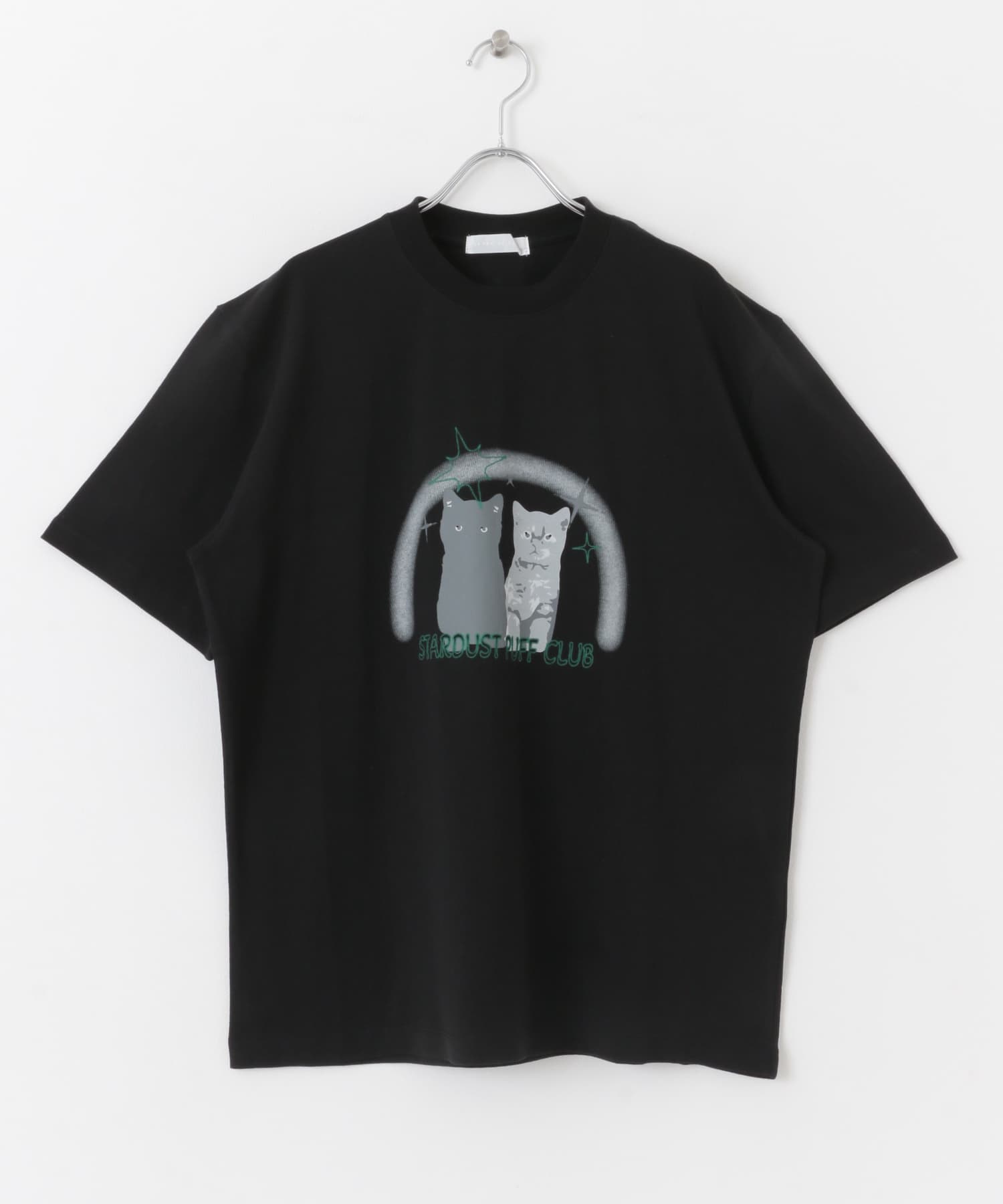 キャットグラフィックプリントTシャツ A BLACK M