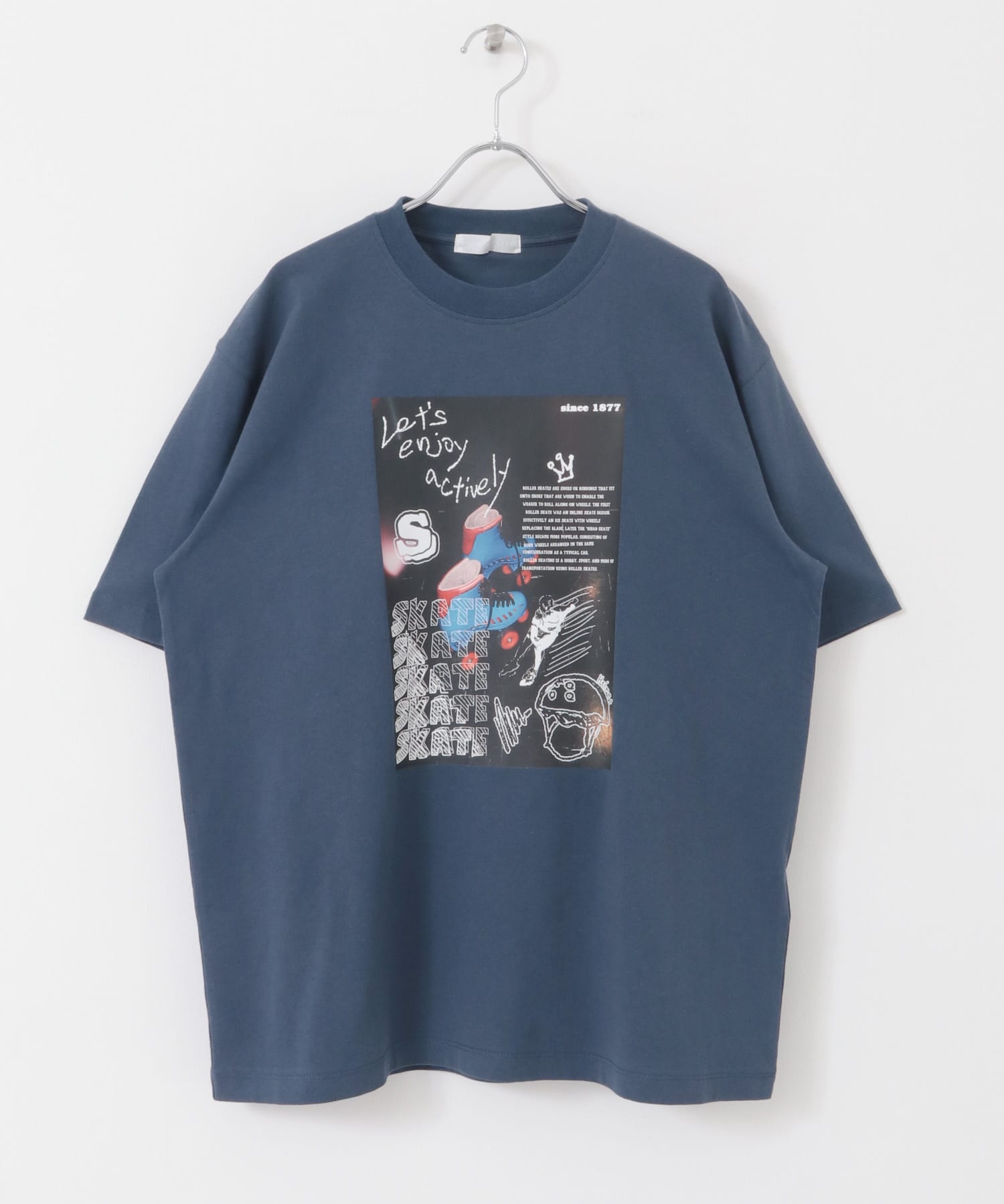 フォトグラフィックTシャツ A BLUE M
