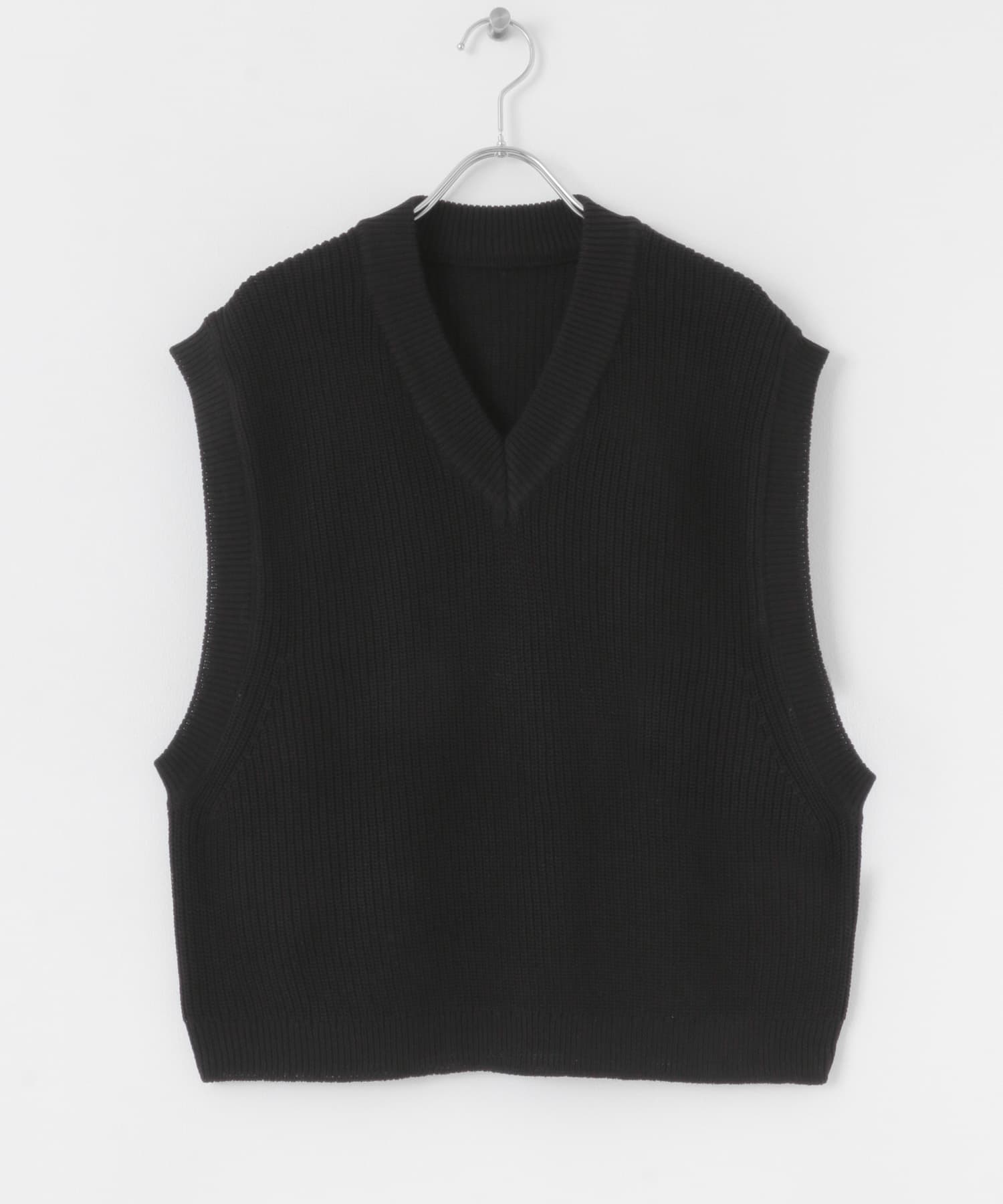 アゼアミクロップドニットベスト BLACK M