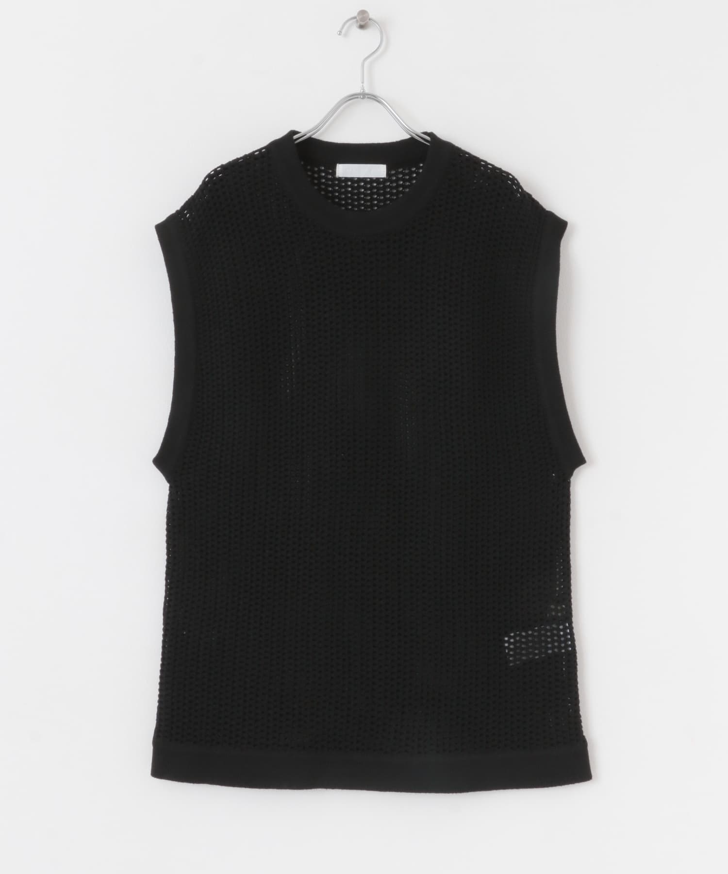 シアーメッシュニットベスト BLACK M