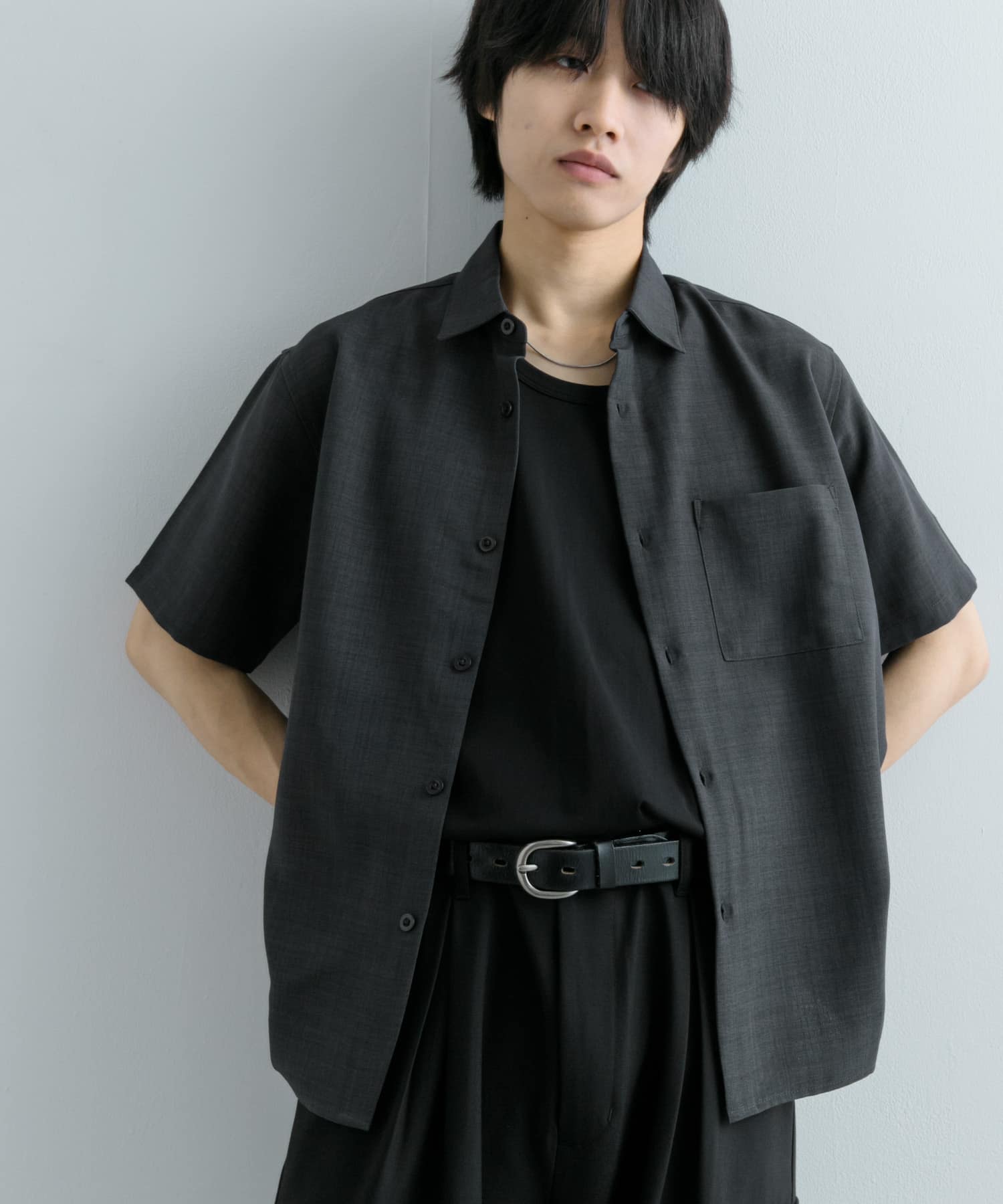 『ユニセックス』『UR TECH DRYLUXE』リネンライクシャツ(5分袖)