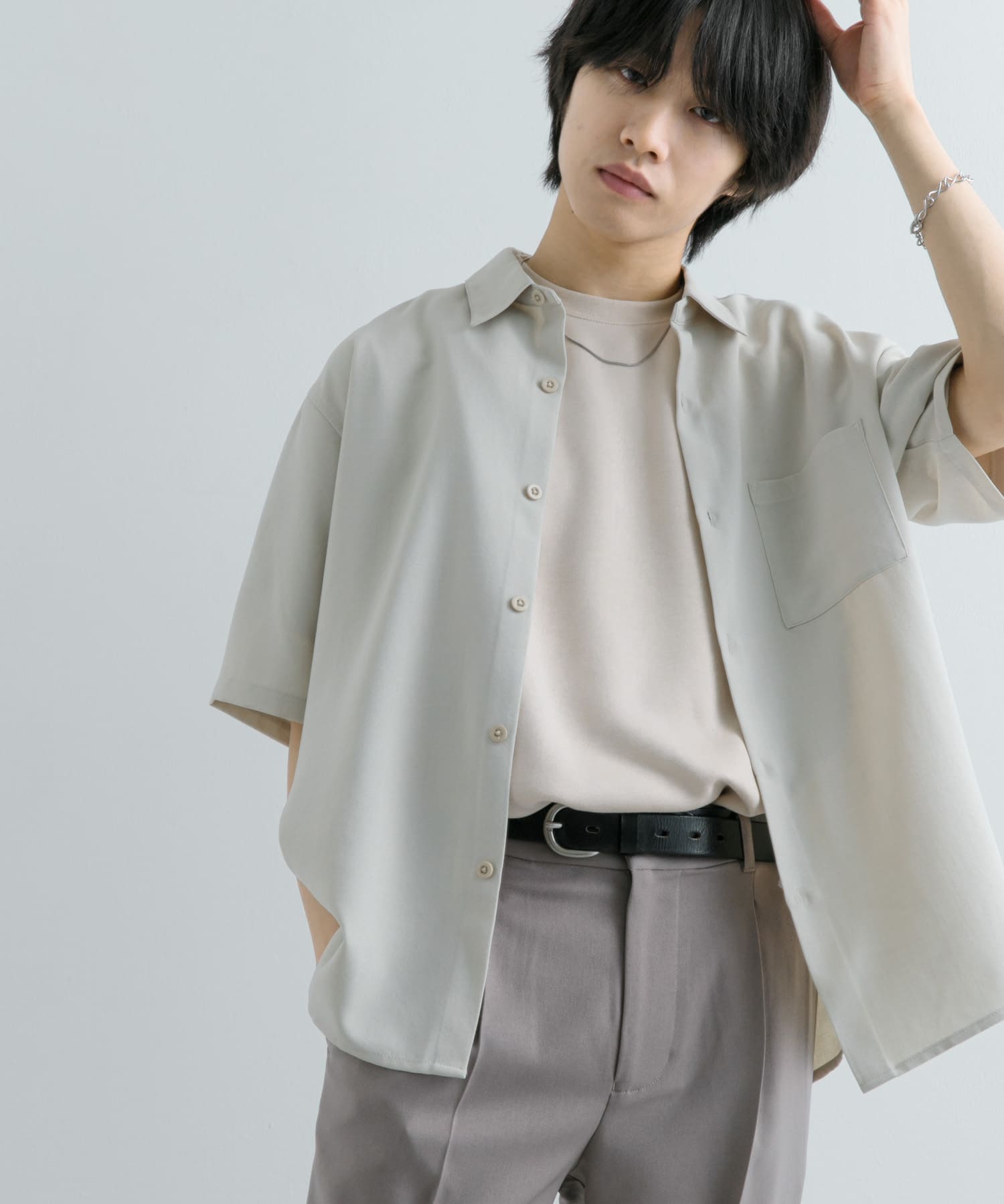 『ユニセックス』『UR TECH DRYLUXE』リネンライクシャツ(5分袖)