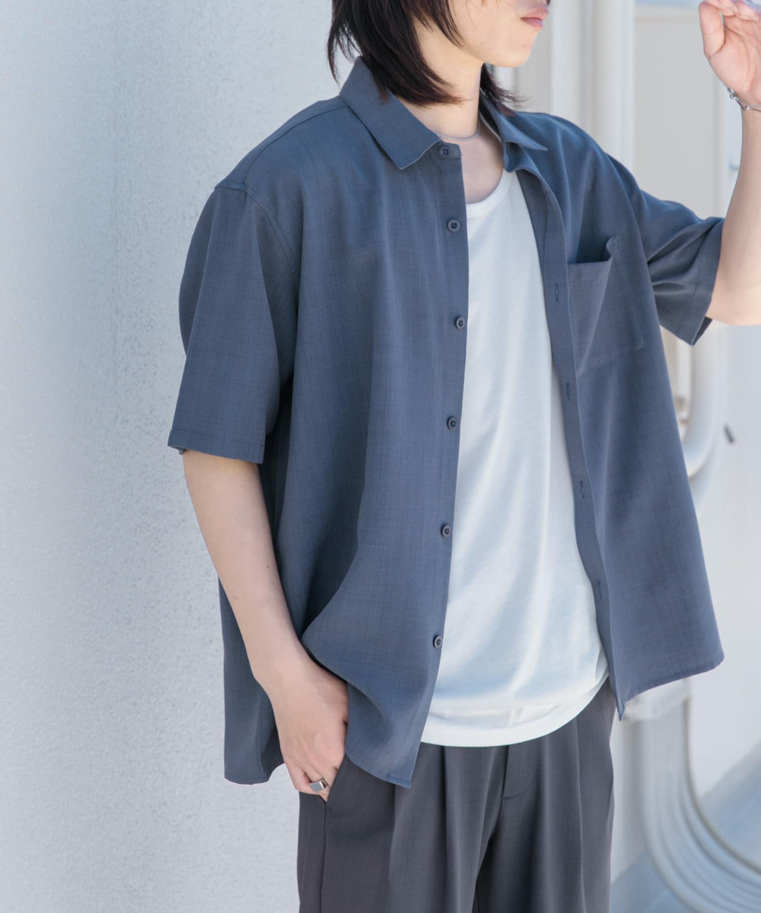 ユニセックス』『UR TECH DRYLUXE』リネンライクシャツ(5分袖)(S 