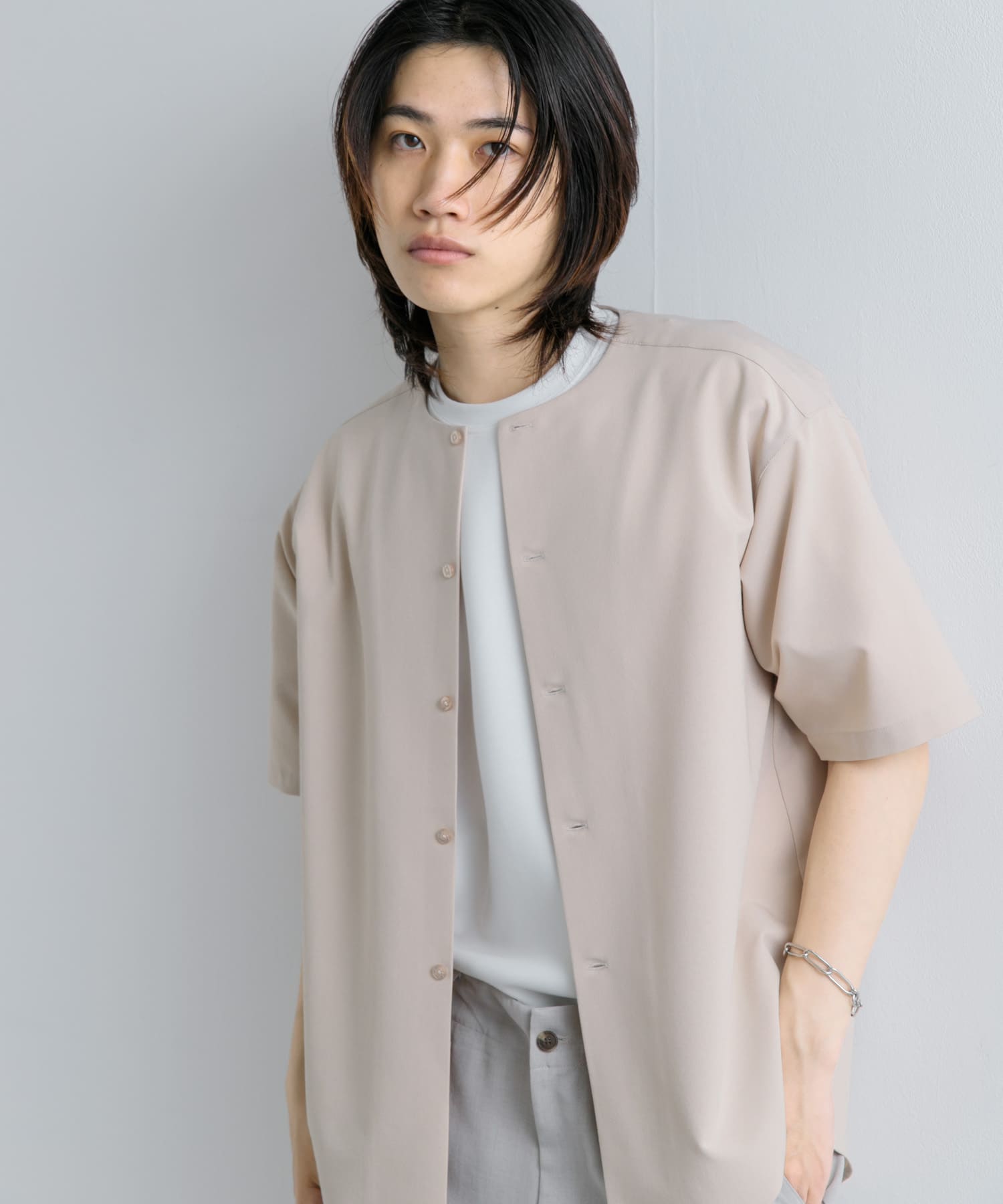 スリーラバーズ　ノーカラーシャツ ノーカラーシャツ(5分袖)(S GRAY): トップス｜URBAN RESEARCH公式