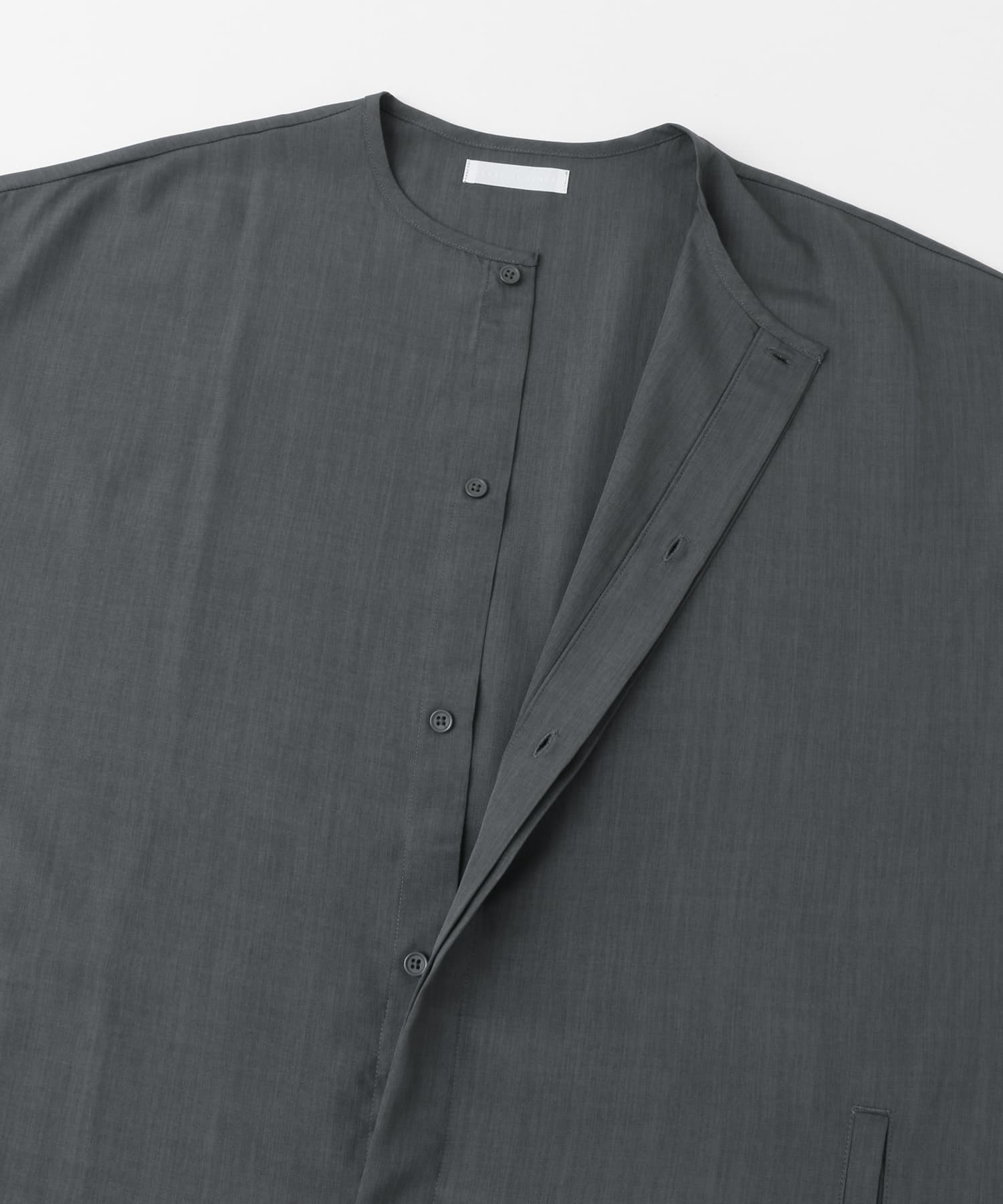 ノーカラールーズシャツ(5分袖) CHARCOAL M
