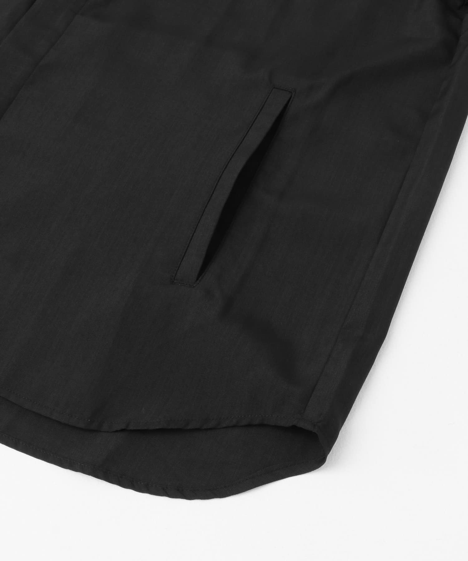 ノーカラールーズシャツ(5分袖) BLACK M