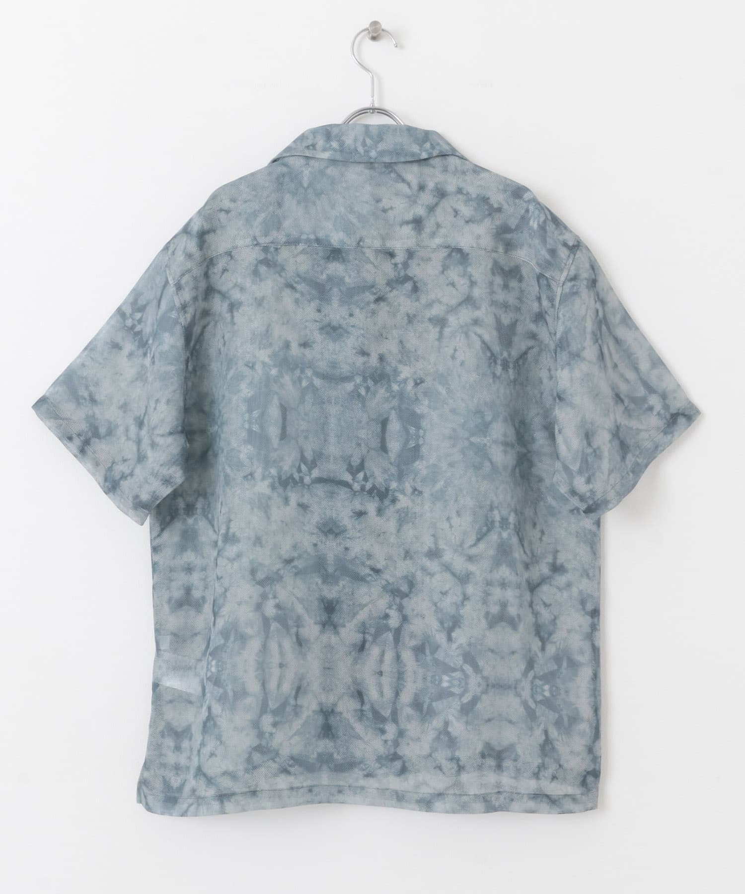 シアープリントオープンカラーショートスリーブシャツ BLUE M