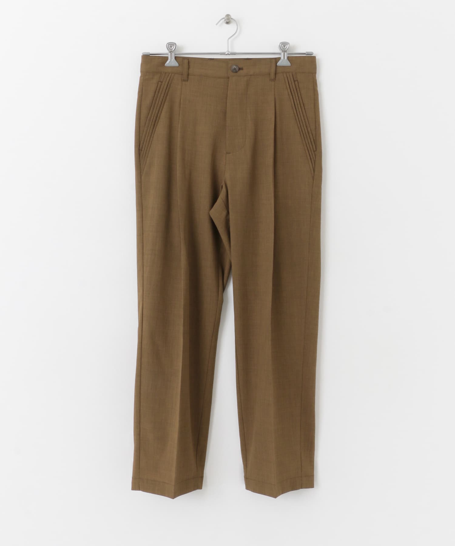 『セットアップ対応』 『UR TECH DRYLUXE』リネンライクテーパードパンツ BROWN M