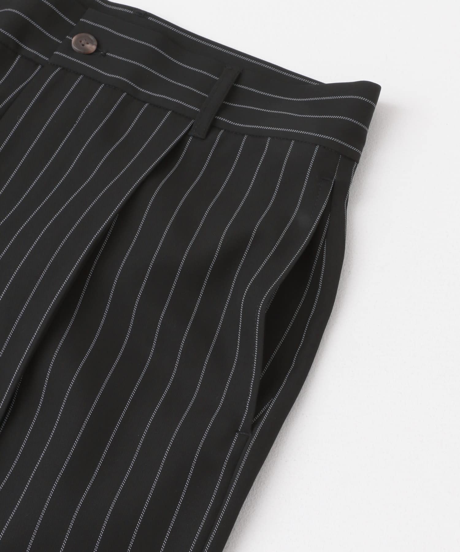 ワンタックピンストライプワイドスラックス BLACK M